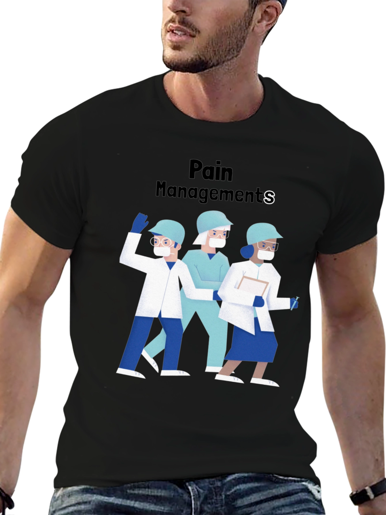 Pain Management Crew Black Tee