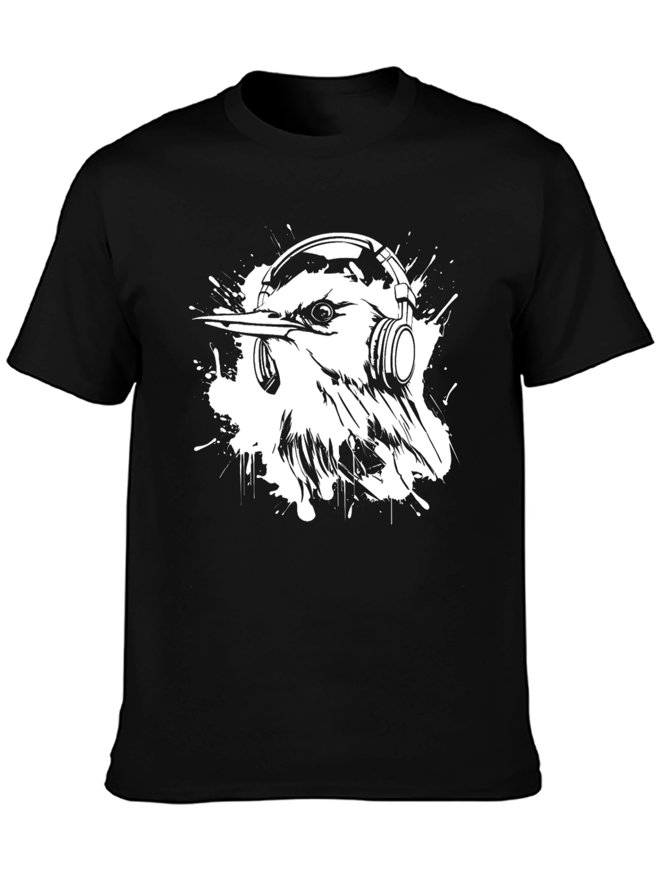 Bird with Headphones Graphic T-Shirt