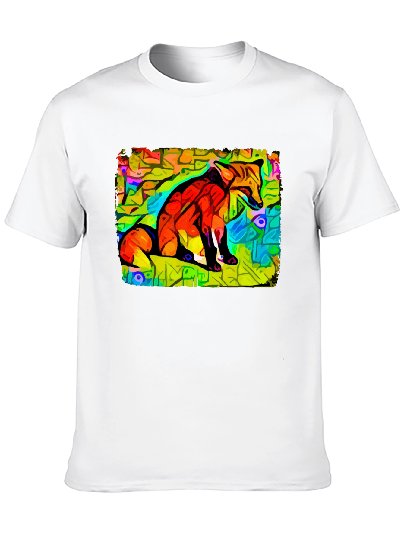 Abstract Fox Graphic Tee - Unique Black Cotton T-Shirt