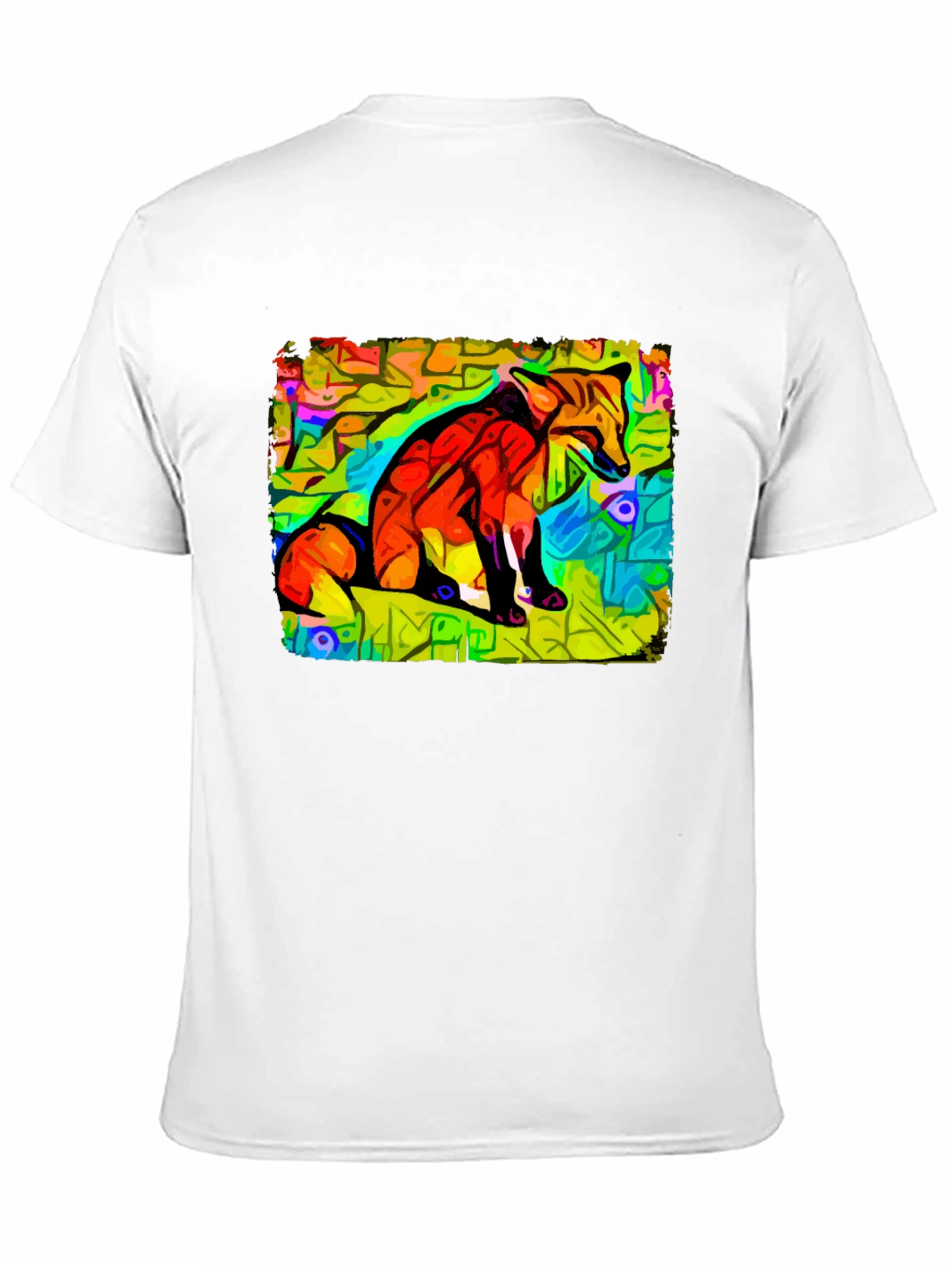Abstract Fox Graphic Tee - Unique Black Cotton T-Shirt