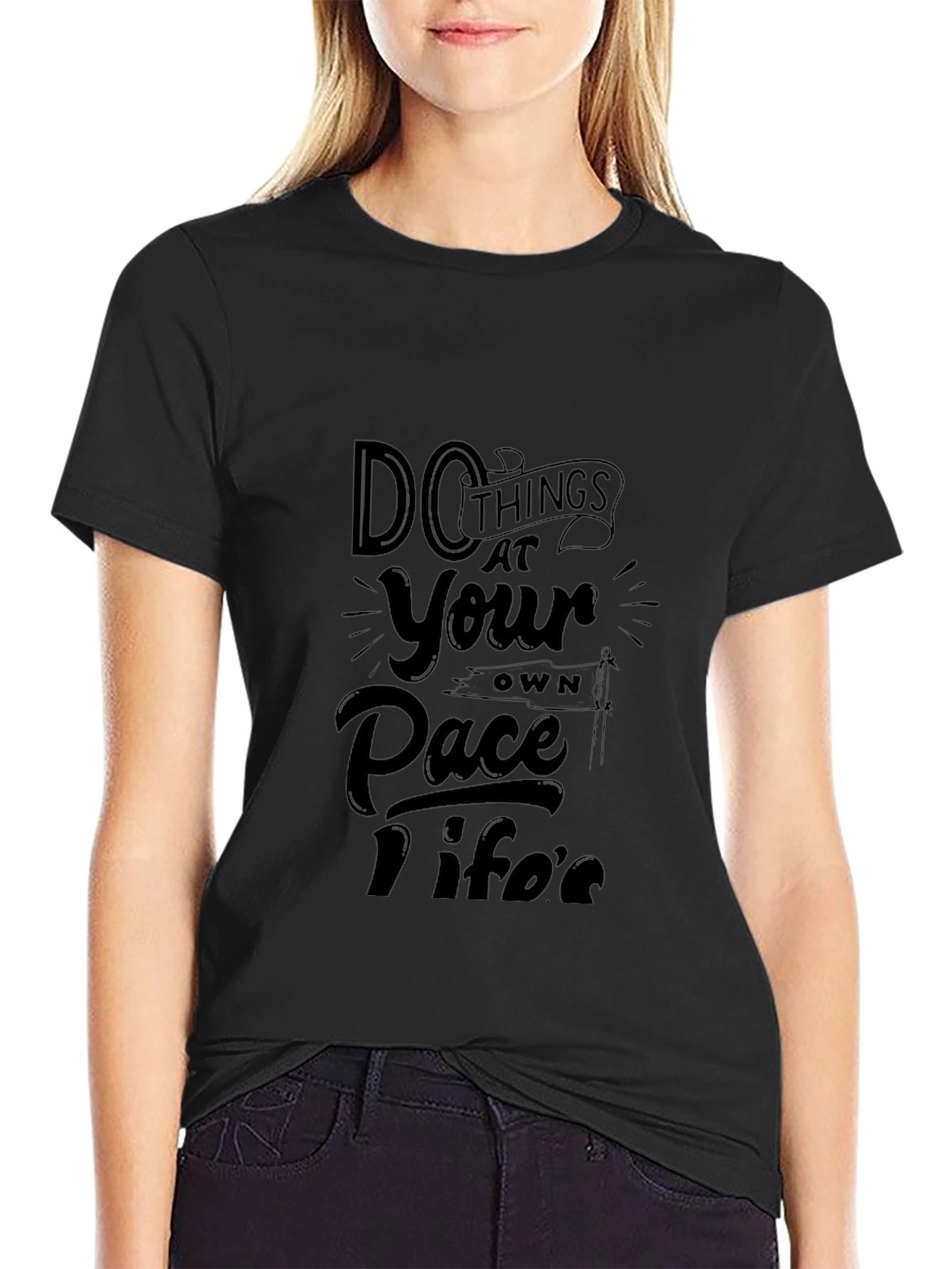 Do Things At Your Own Pace Black Graphic Tee