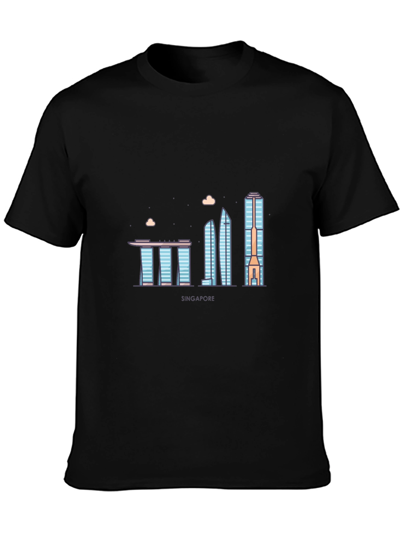Singapore Skyline T-Shirt - Black Cityscape Tee