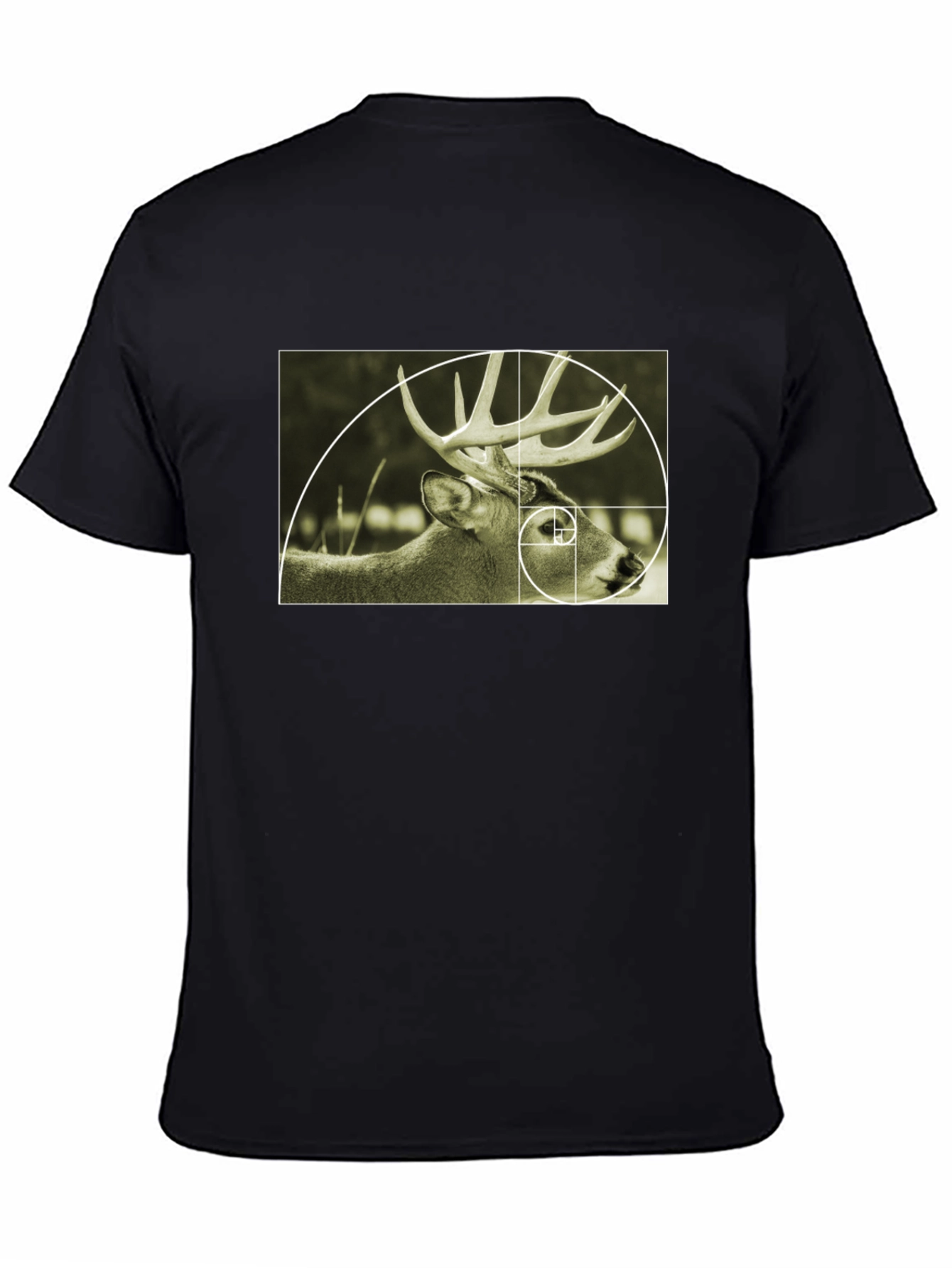 Golden Ratio Deer Graphic T-Shirt - Black