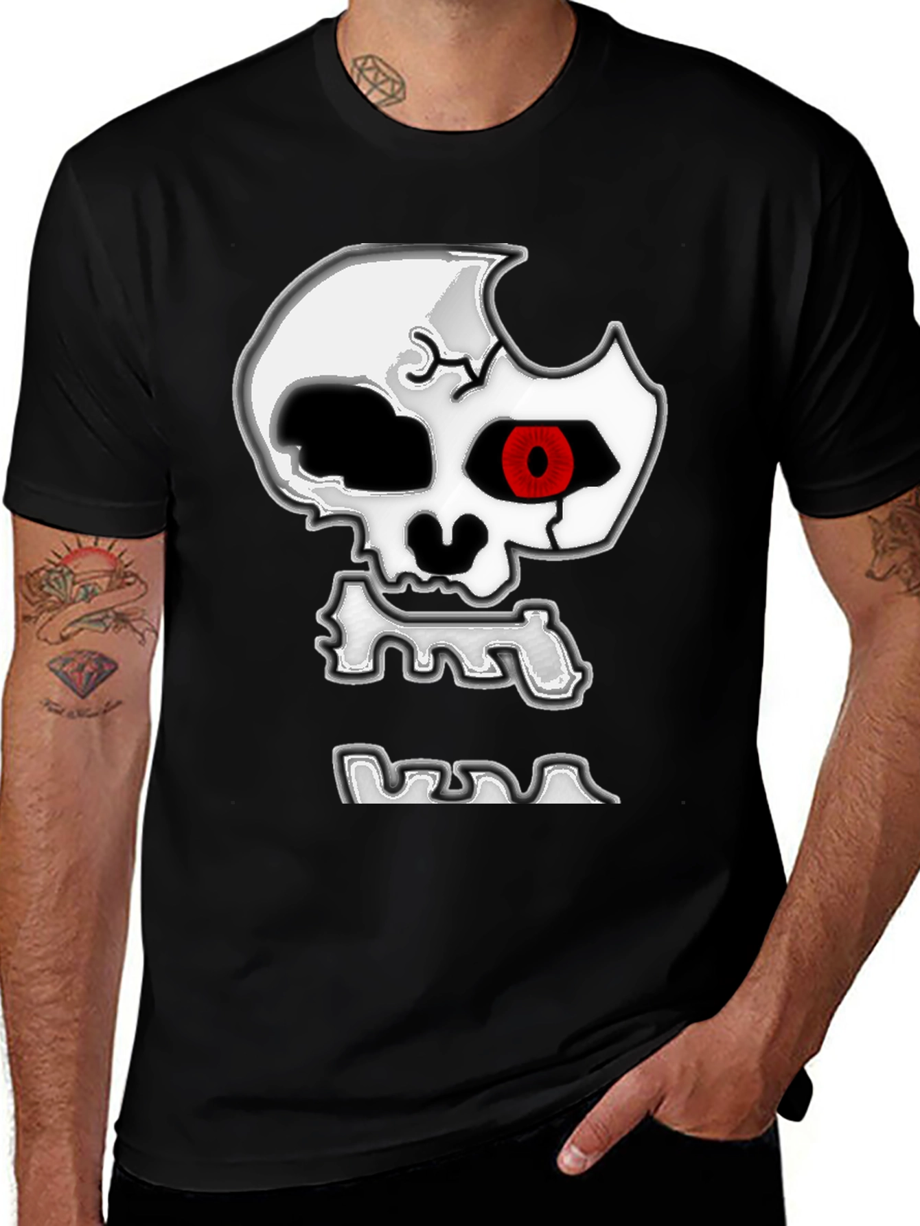 Edgy Skull Graphic Print Black T-Shirt