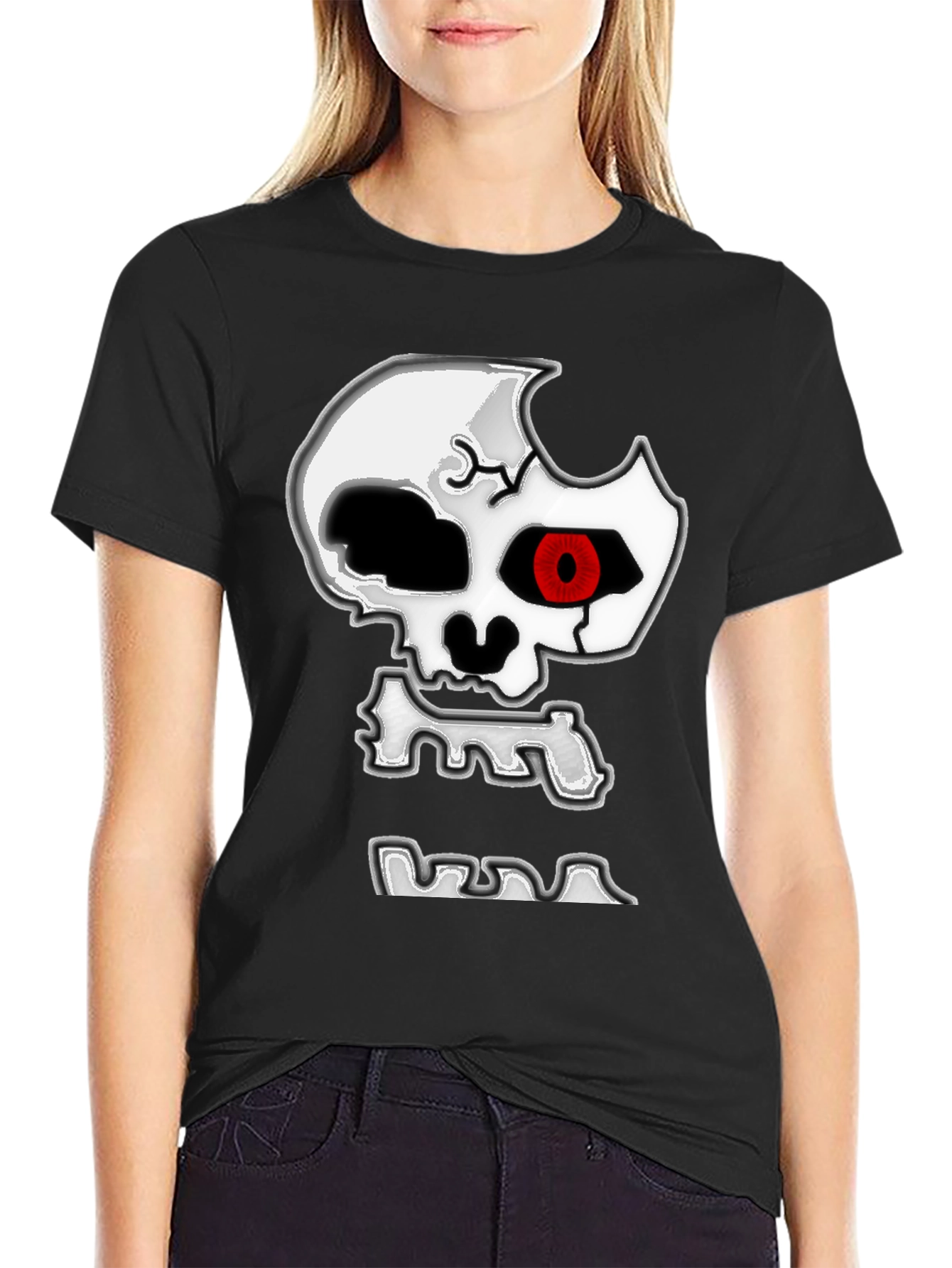 Edgy Skull Graphic Print Black T-Shirt