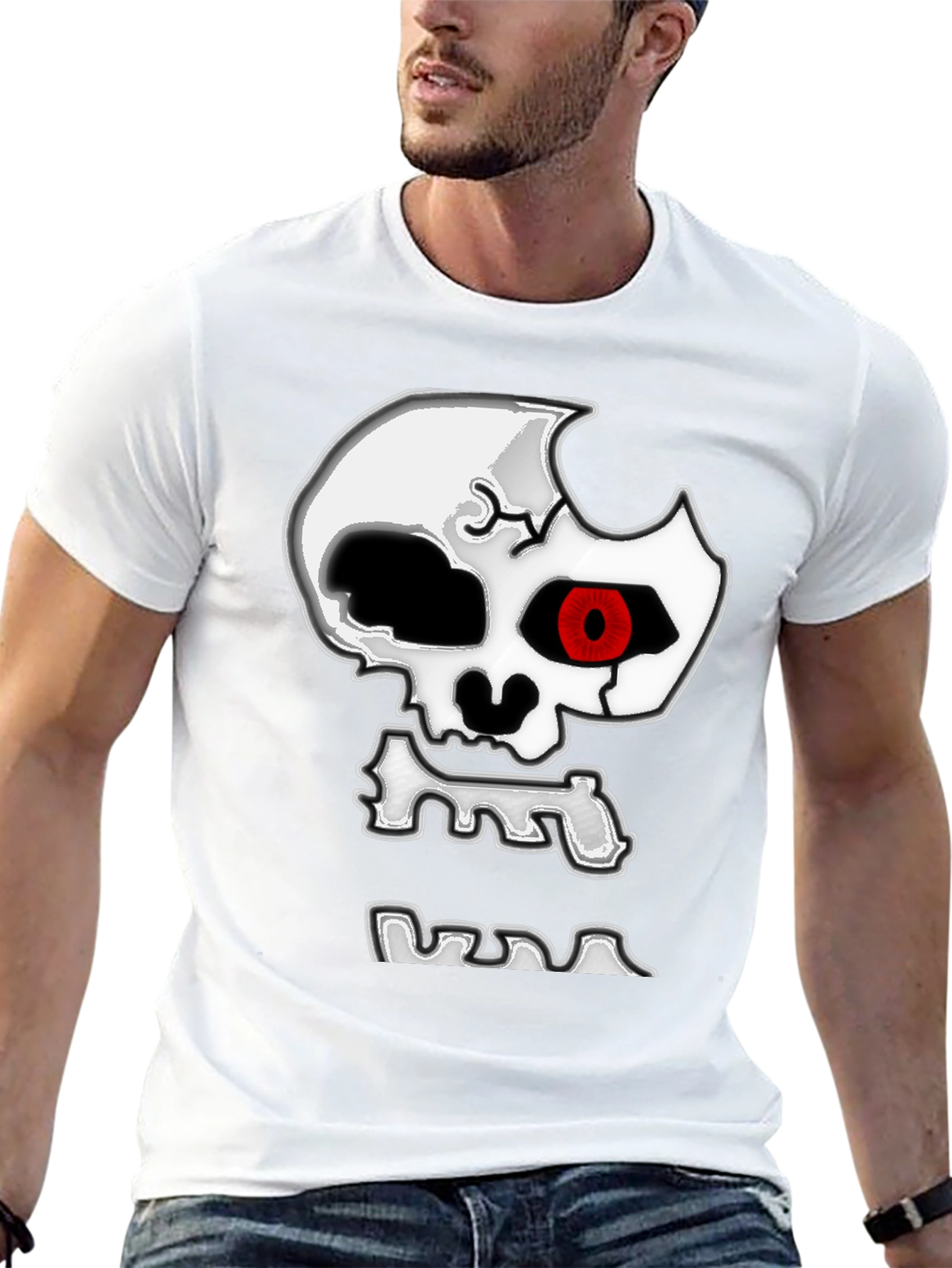 Edgy Skull Graphic Print Black T-Shirt