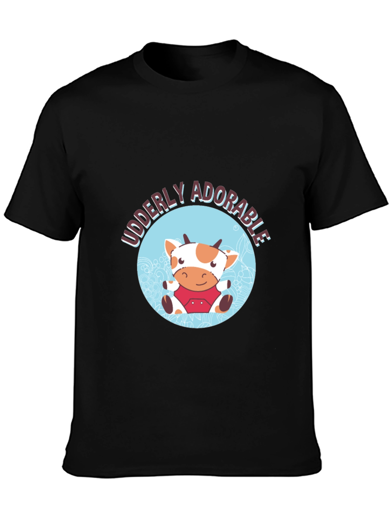 Udderly Adorable Cow Graphic Tee - Black