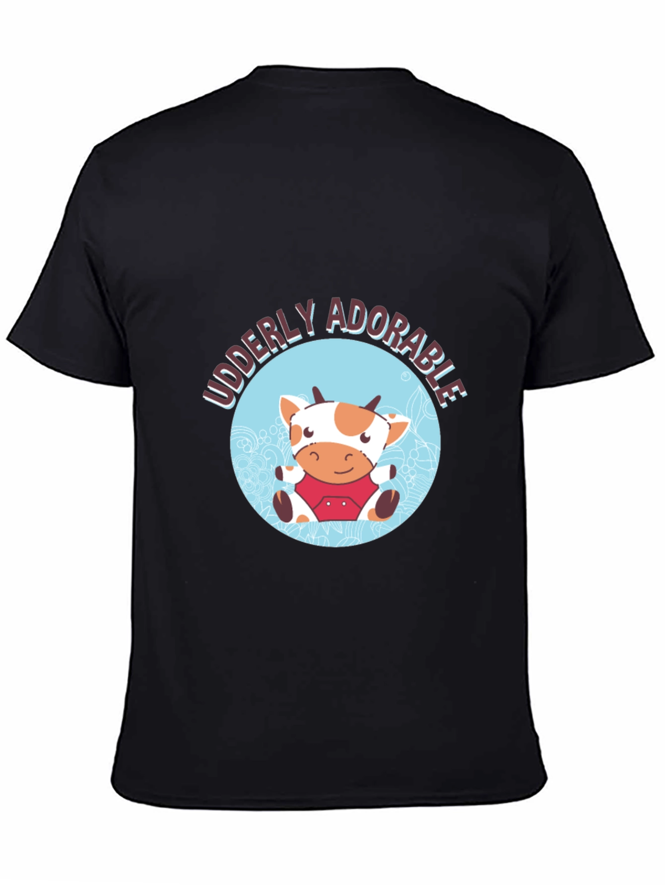 Udderly Adorable Cow Graphic Tee - Black