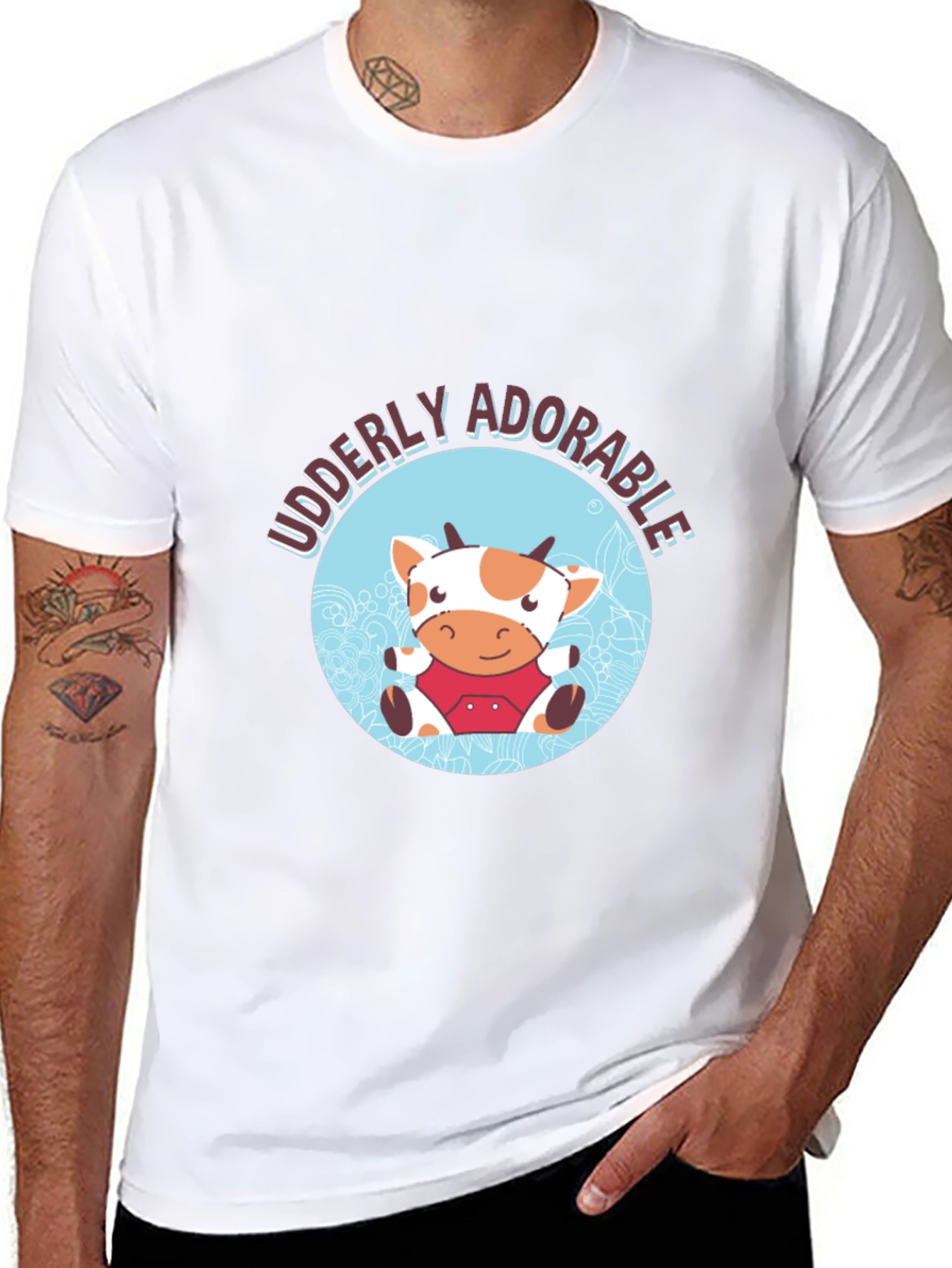 Udderly Adorable Cow Graphic Tee - Black