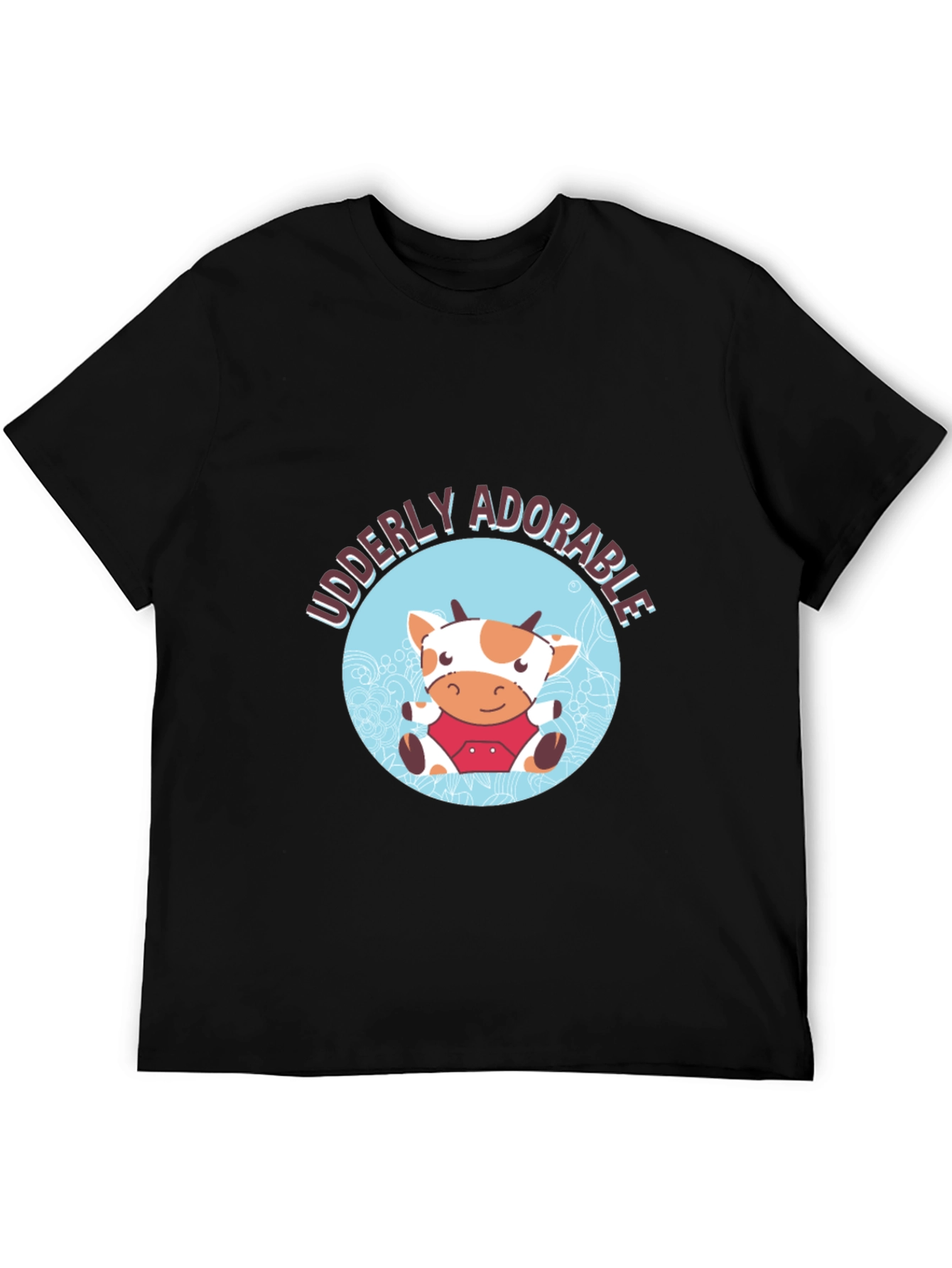 Udderly Adorable Cow Graphic Tee - Black