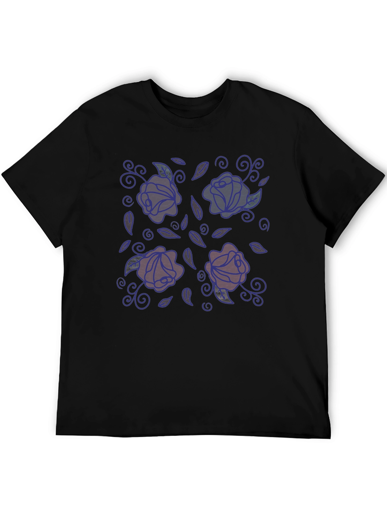 Floral Rose Graphic Print Crew Neck T-Shirt