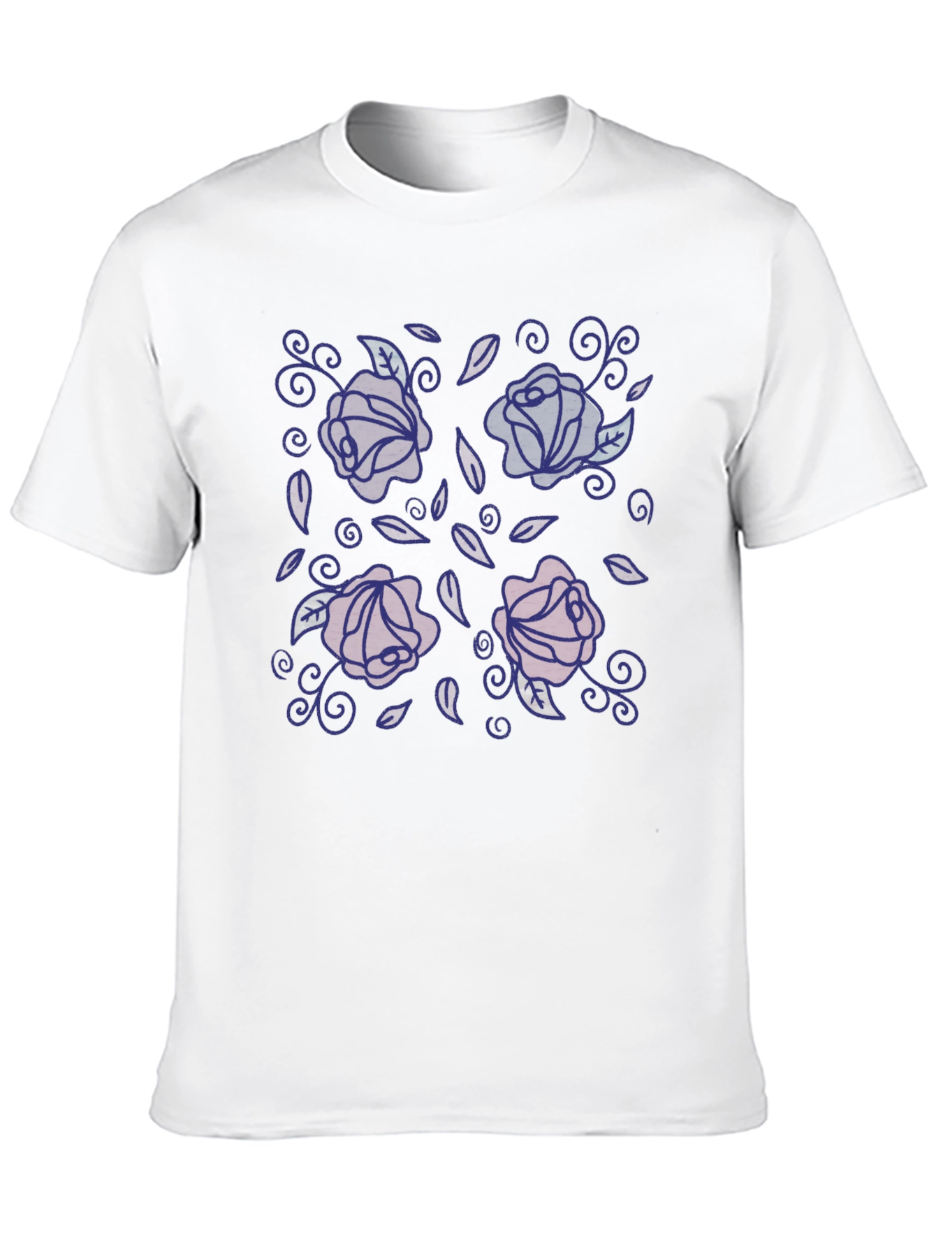 Floral Rose Graphic Print Crew Neck T-Shirt