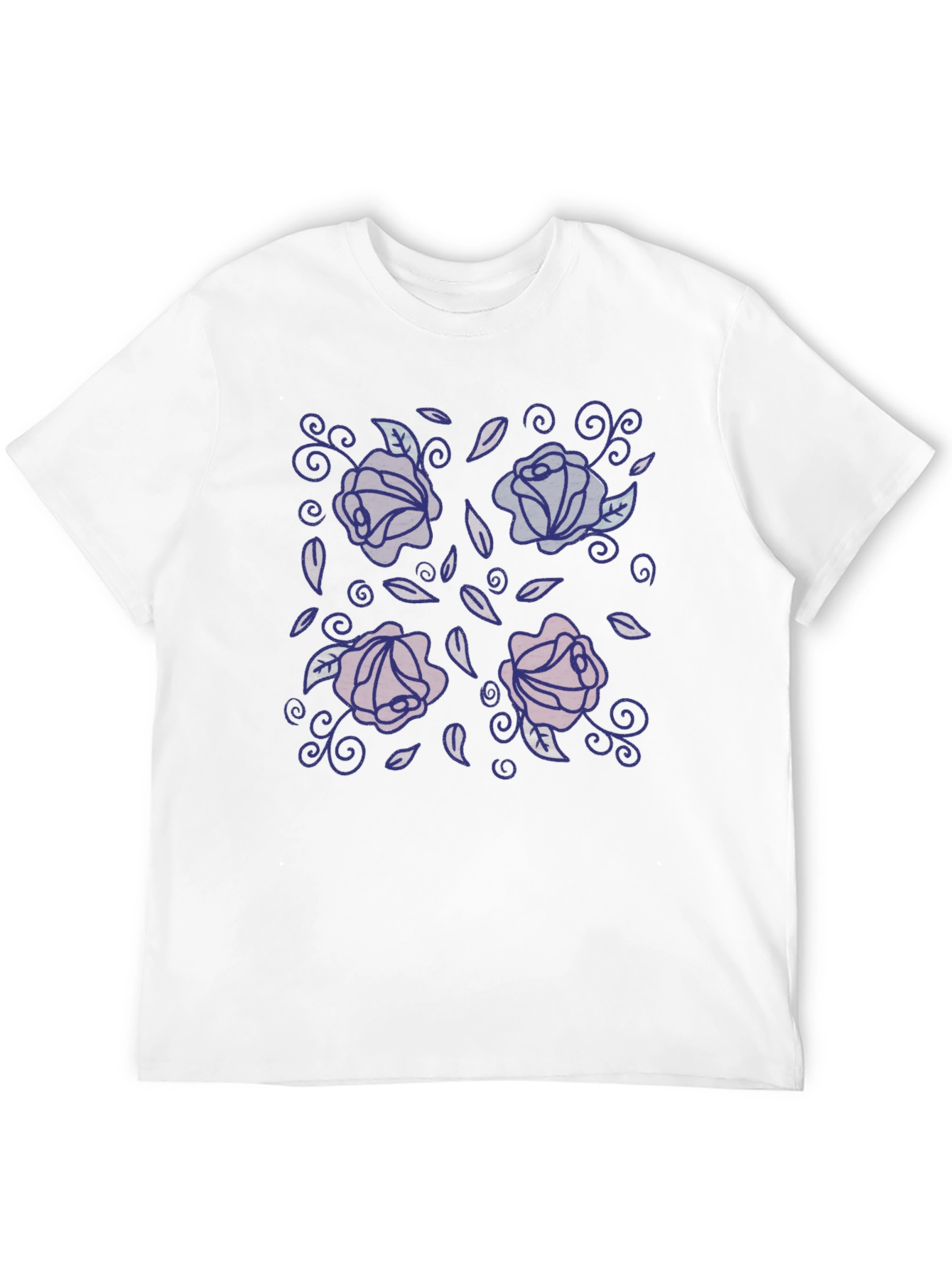 Floral Rose Graphic Print Crew Neck T-Shirt