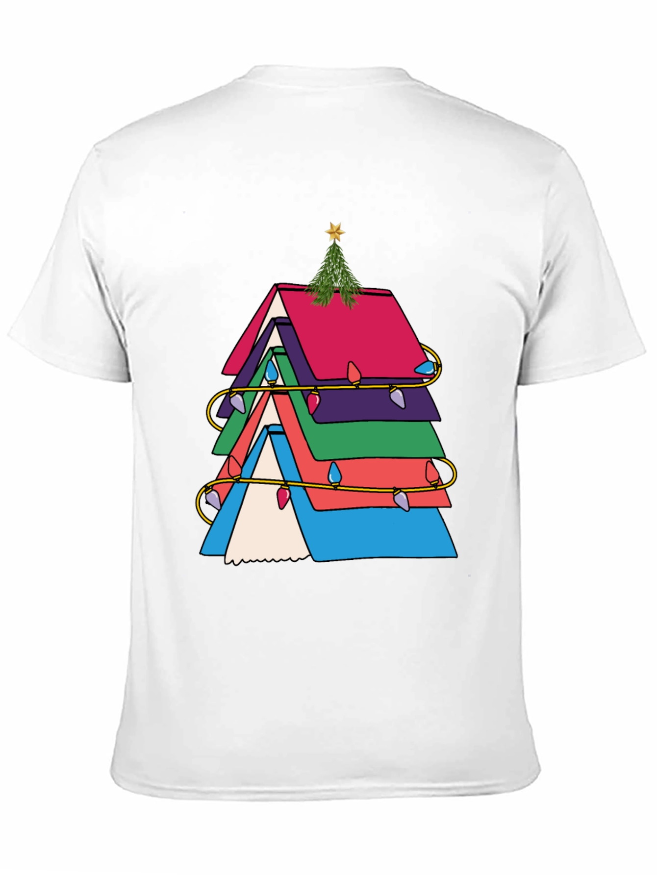 Festive Book Stack Christmas Tree T-Shirt