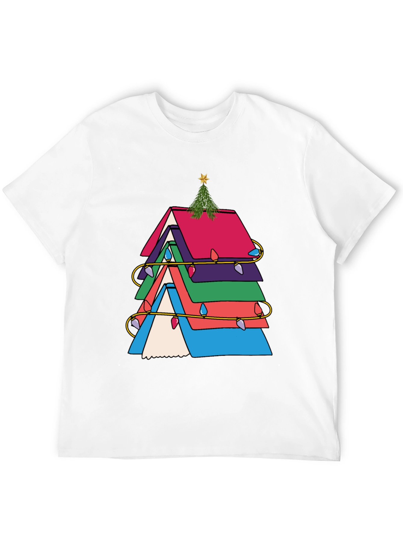 Festive Book Stack Christmas Tree T-Shirt