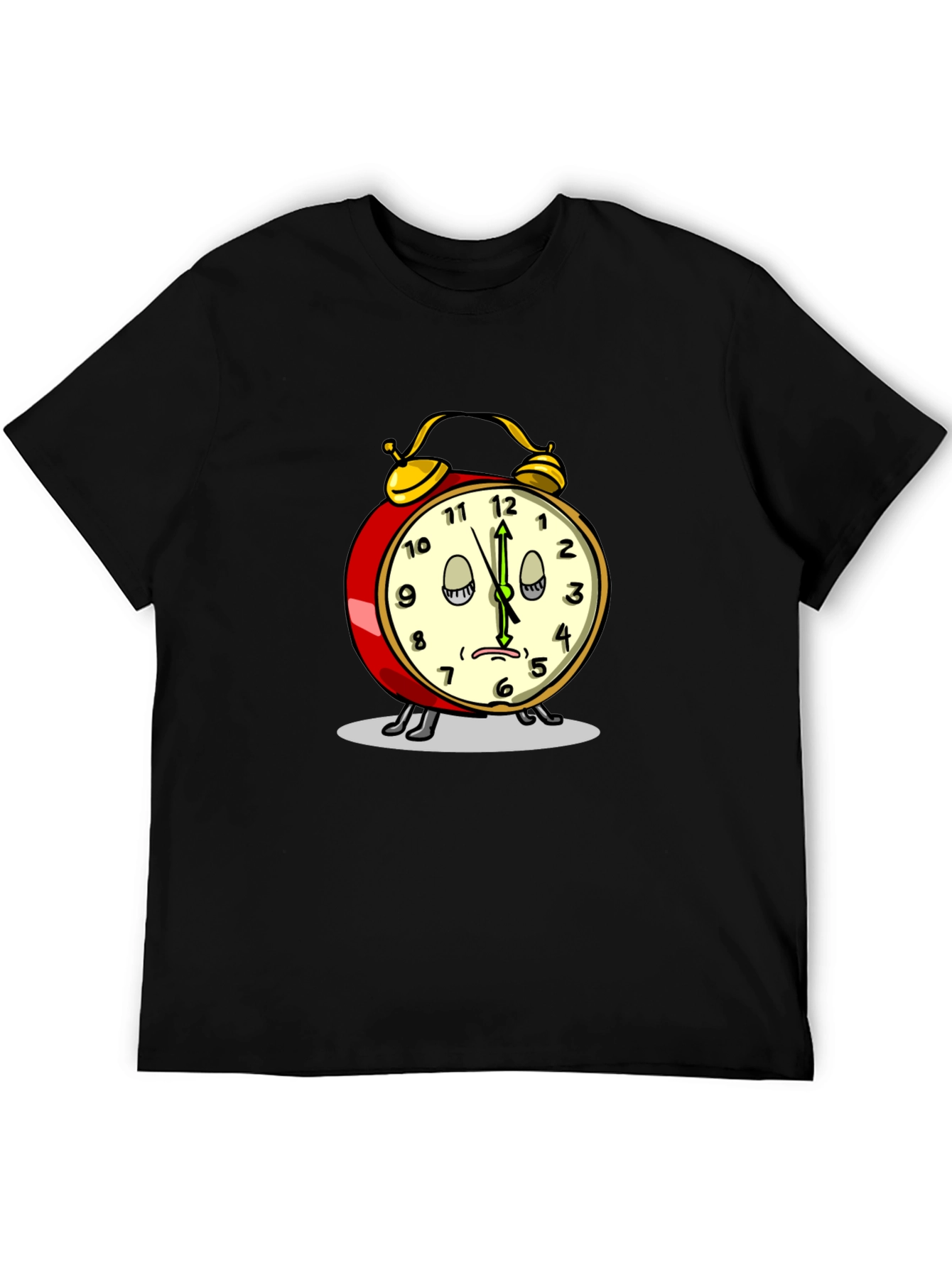 Funny Sleepy Alarm Clock Black T-Shirt