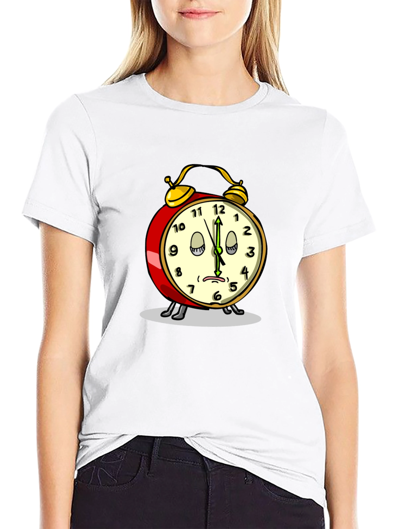 Funny Sleepy Alarm Clock Black T-Shirt