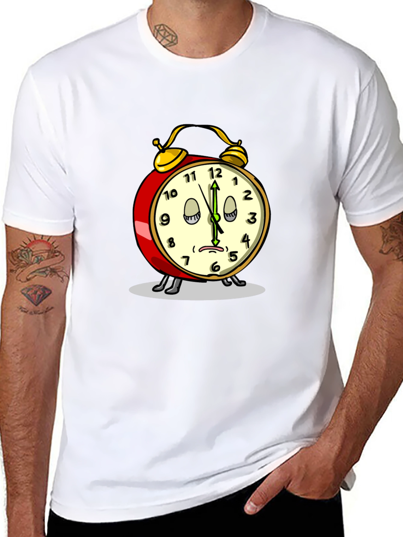 Funny Sleepy Alarm Clock Black T-Shirt