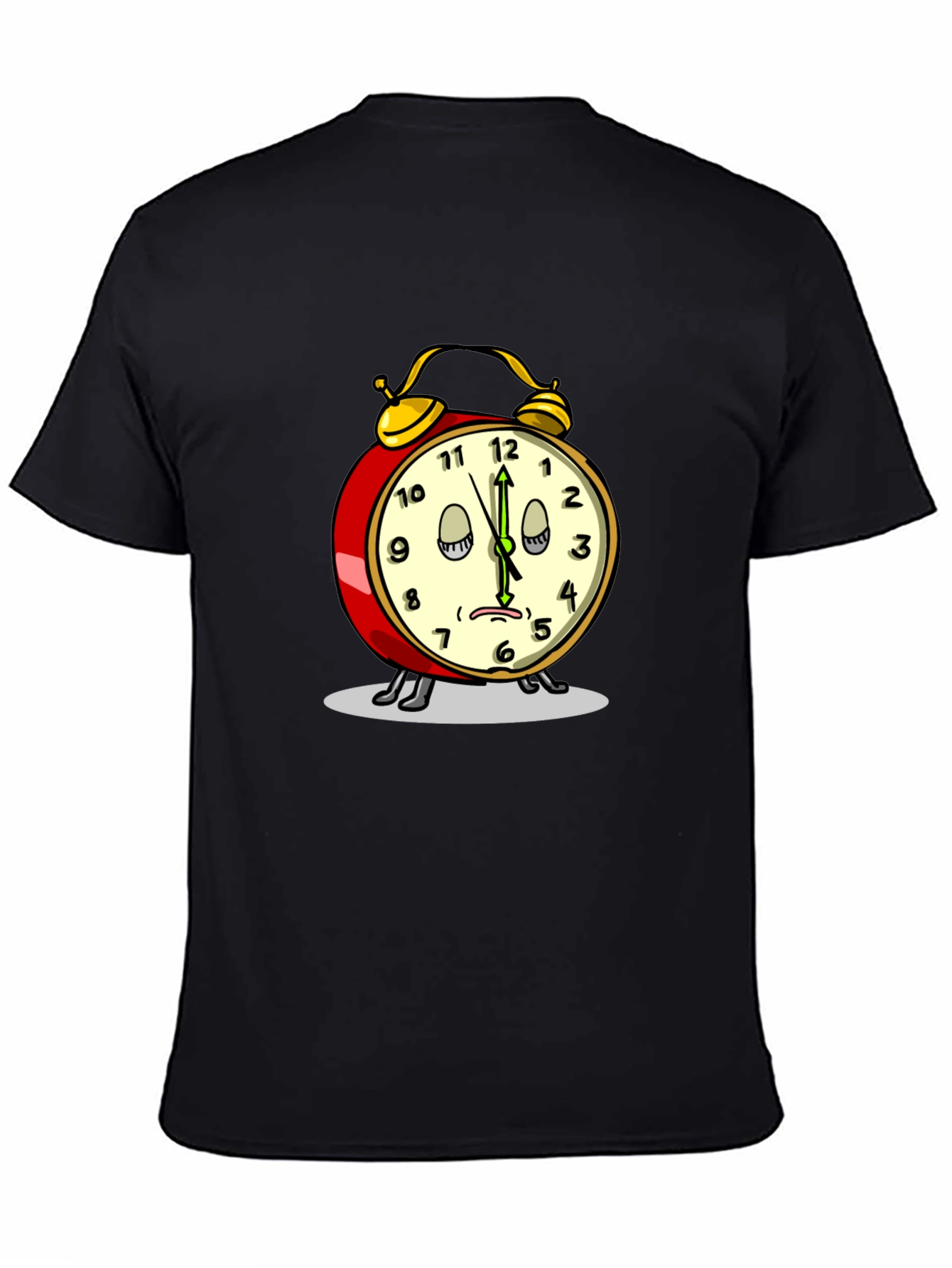 Funny Sleepy Alarm Clock Black T-Shirt