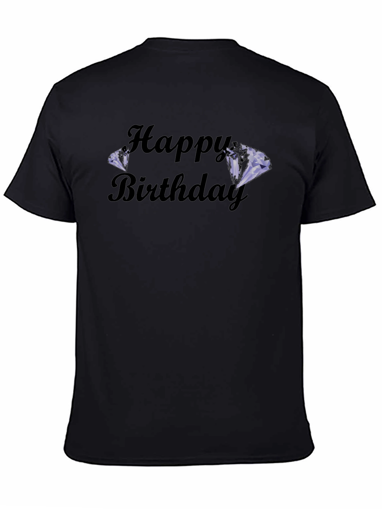 Happy Birthday Diamond Graphic Tee - Soft Black Cotton