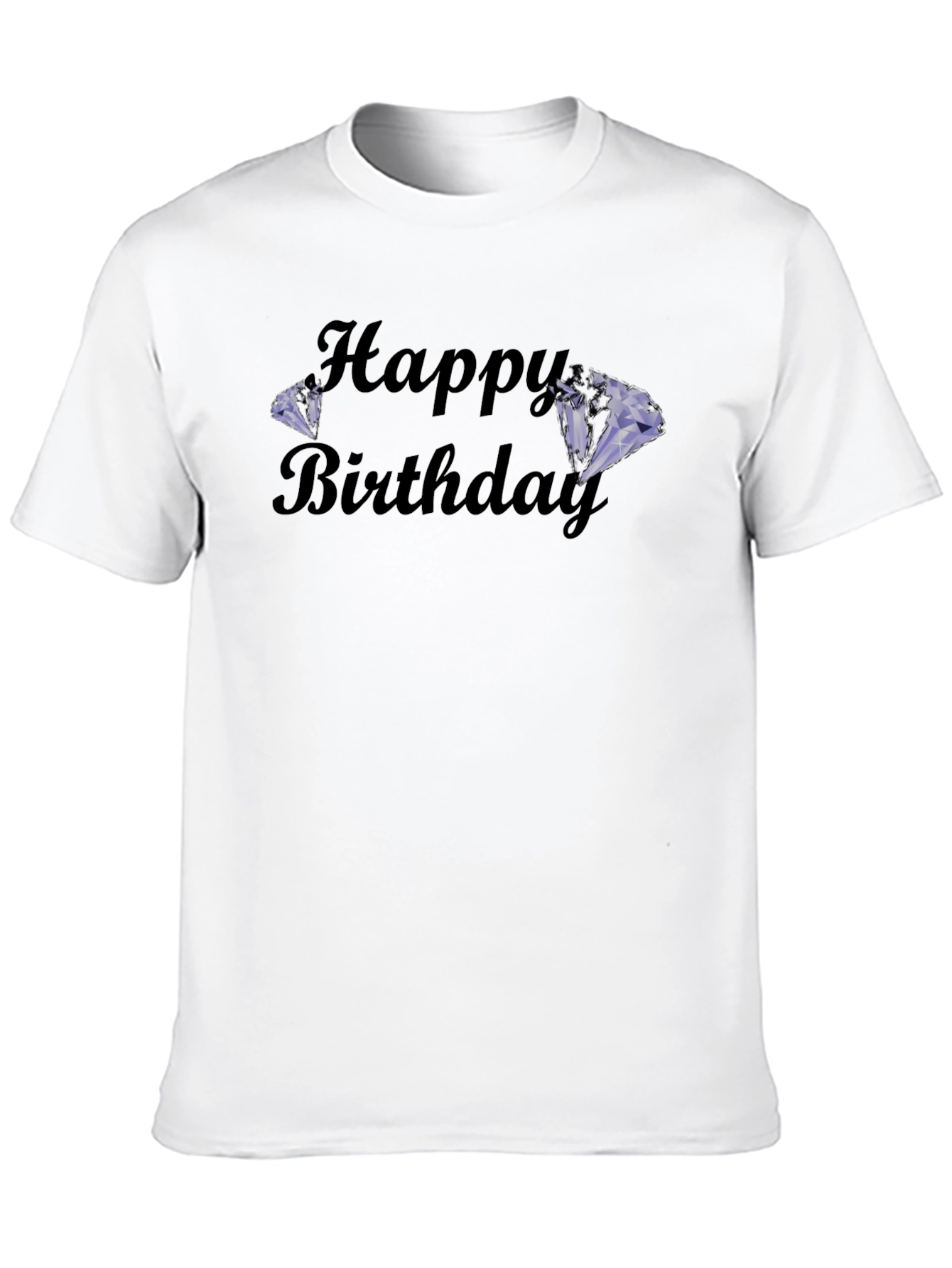 Happy Birthday Diamond Graphic Tee - Soft Black Cotton