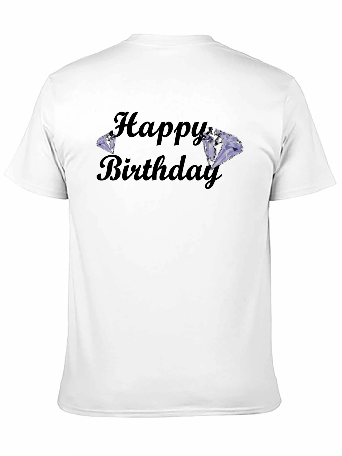 Happy Birthday Diamond Graphic Tee - Soft Black Cotton