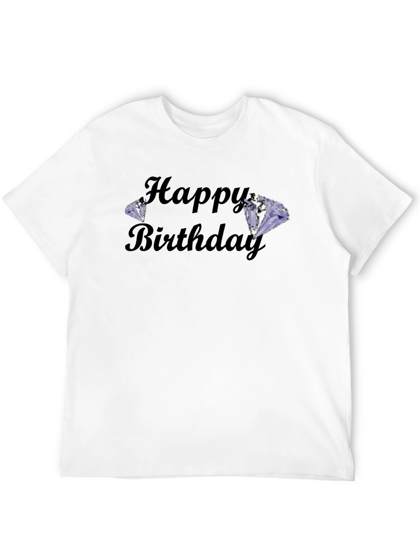 Happy Birthday Diamond Graphic Tee - Soft Black Cotton