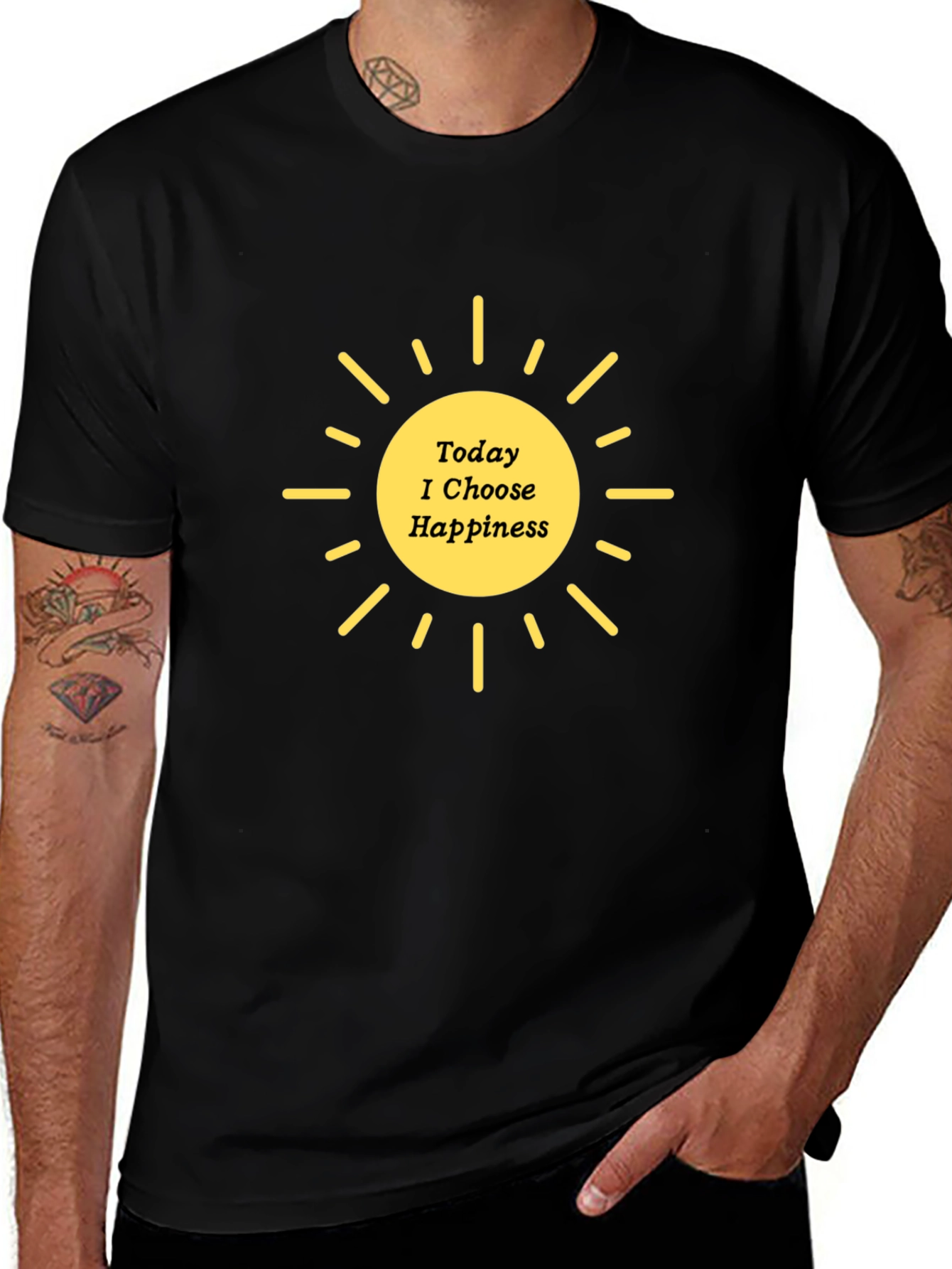 Today I Choose Happiness Graphic Tee - Black