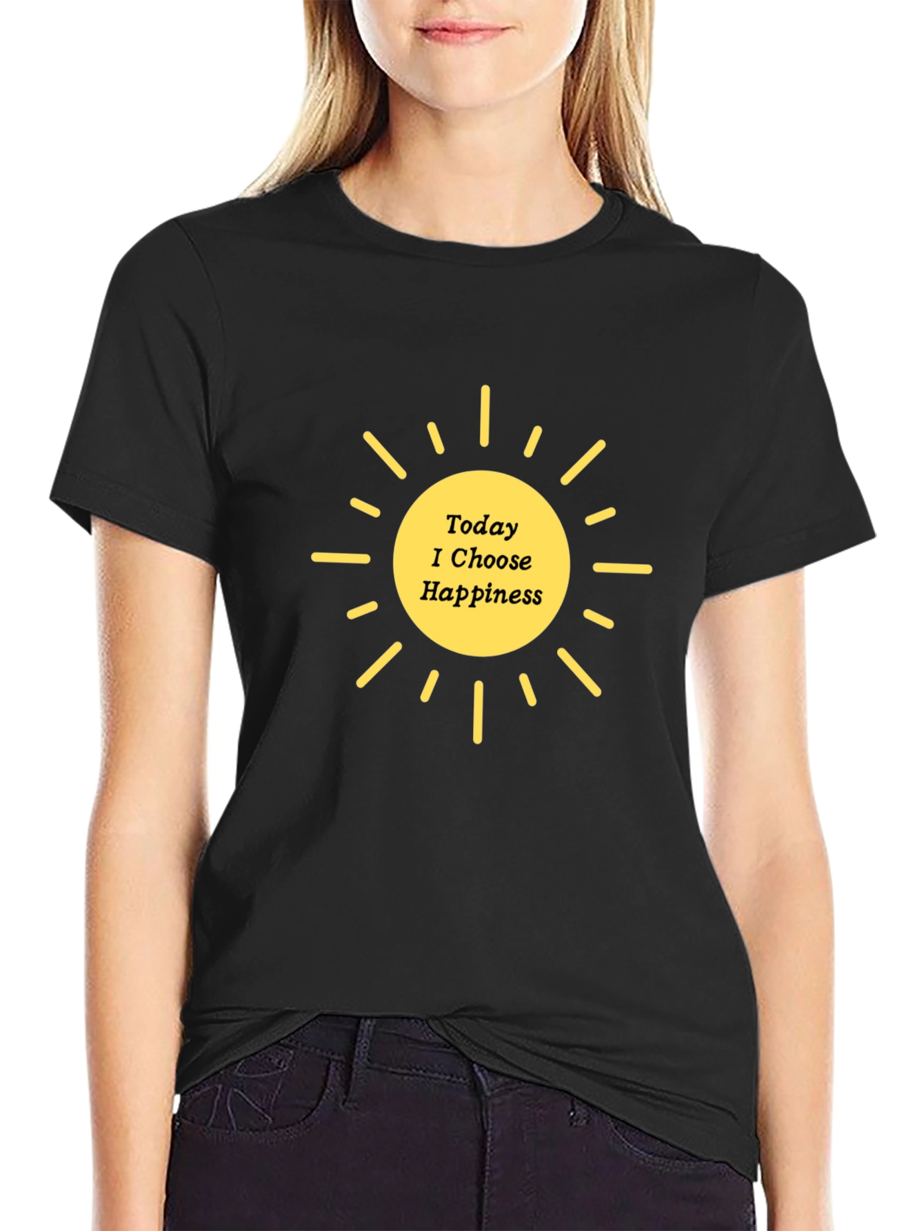 Today I Choose Happiness Graphic Tee - Black