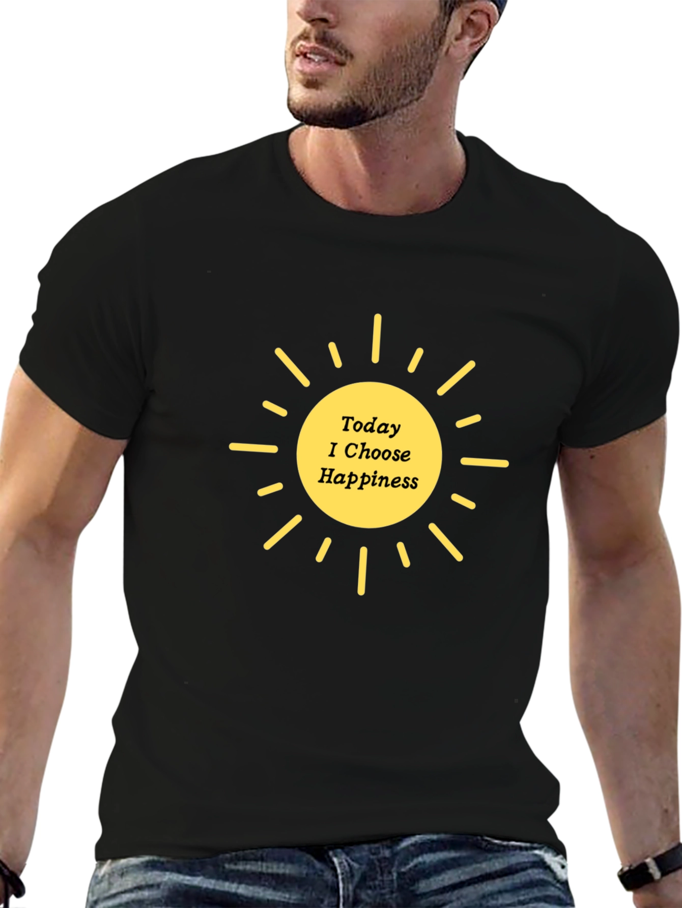 Today I Choose Happiness Graphic Tee - Black