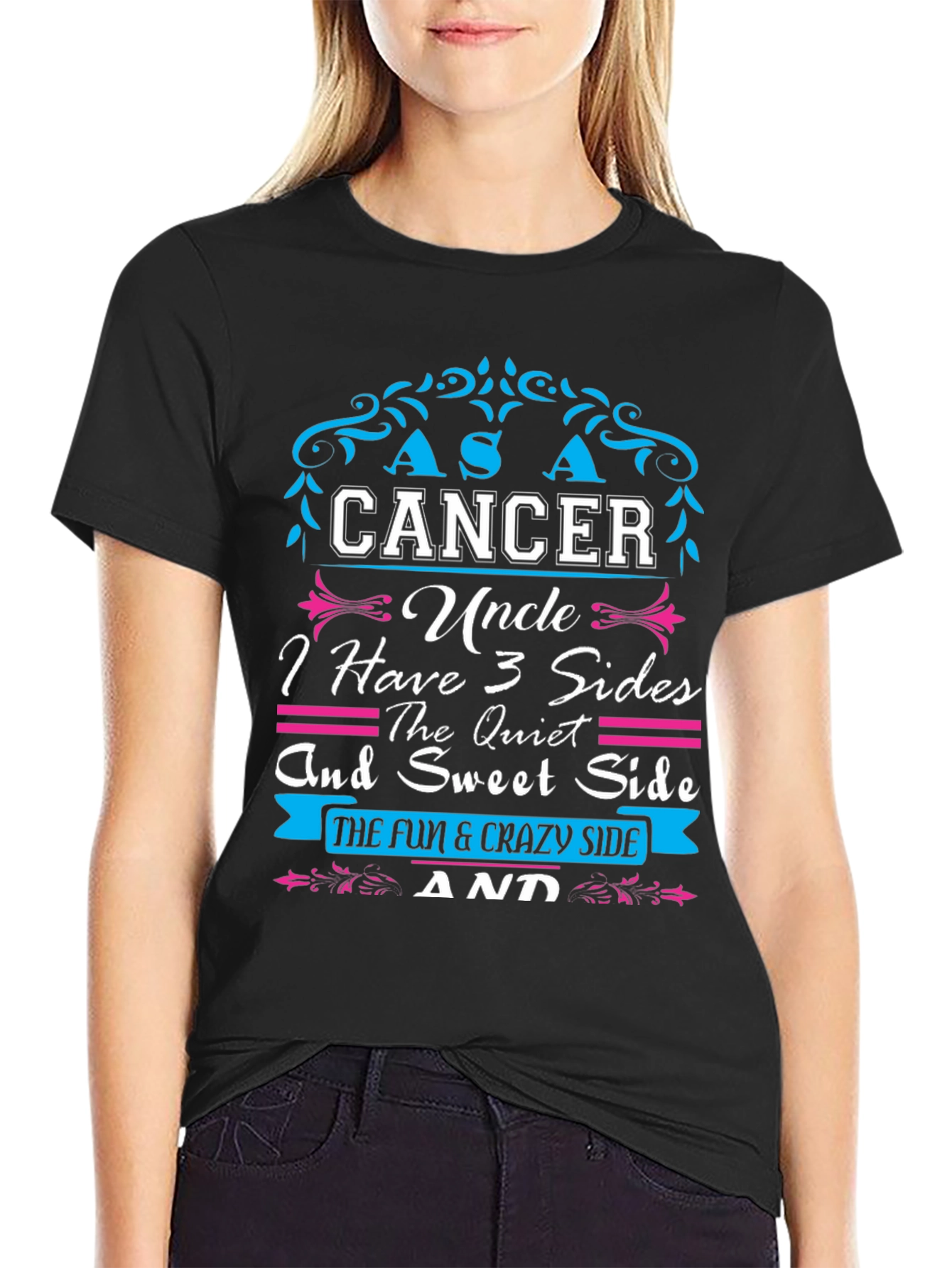 Cancer Uncle 3 Sides Mens Graphic T-Shirt