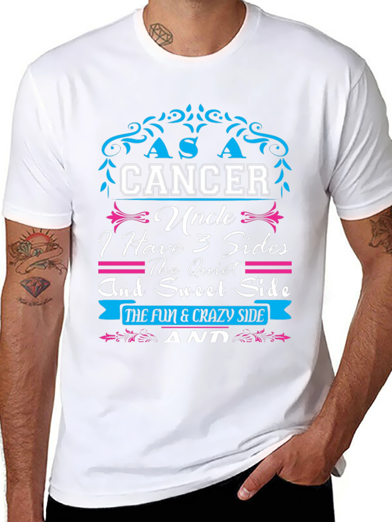Cancer Uncle 3 Sides Mens Graphic T-Shirt