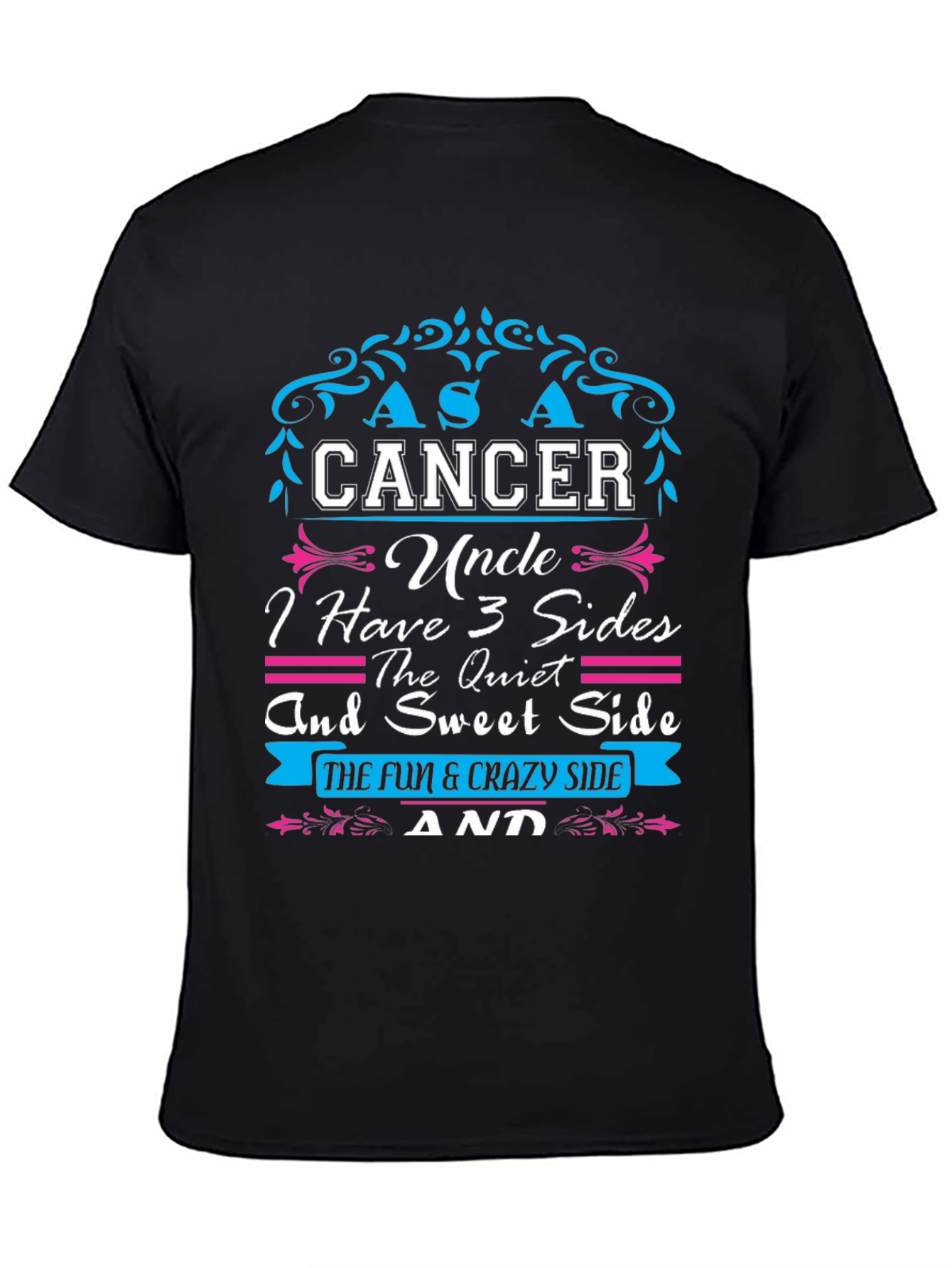 Cancer Uncle 3 Sides Mens Graphic T-Shirt