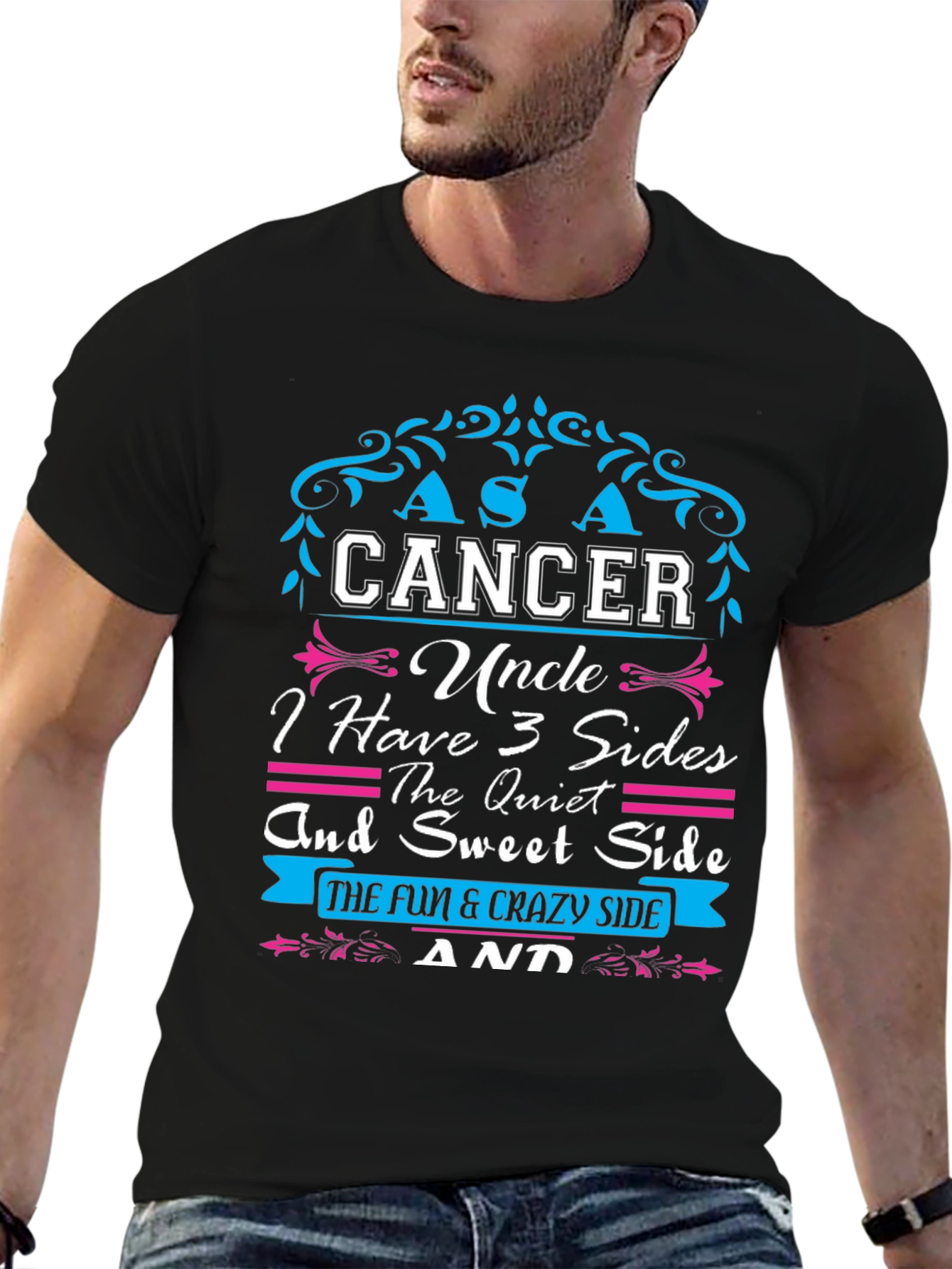 Cancer Uncle 3 Sides Mens Graphic T-Shirt