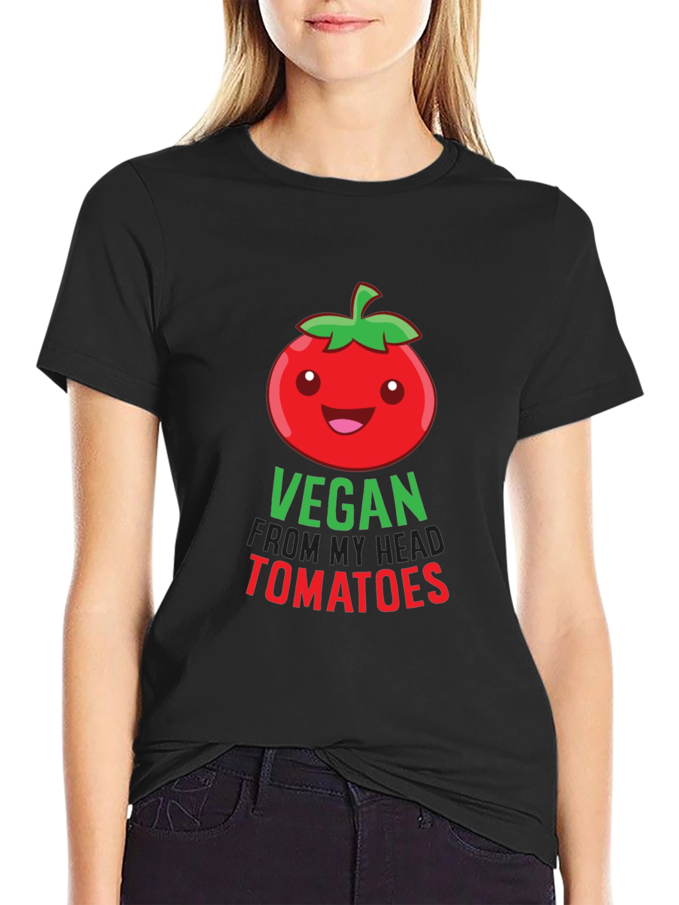 Vegan From My Head Tomatoes Black T-Shirt