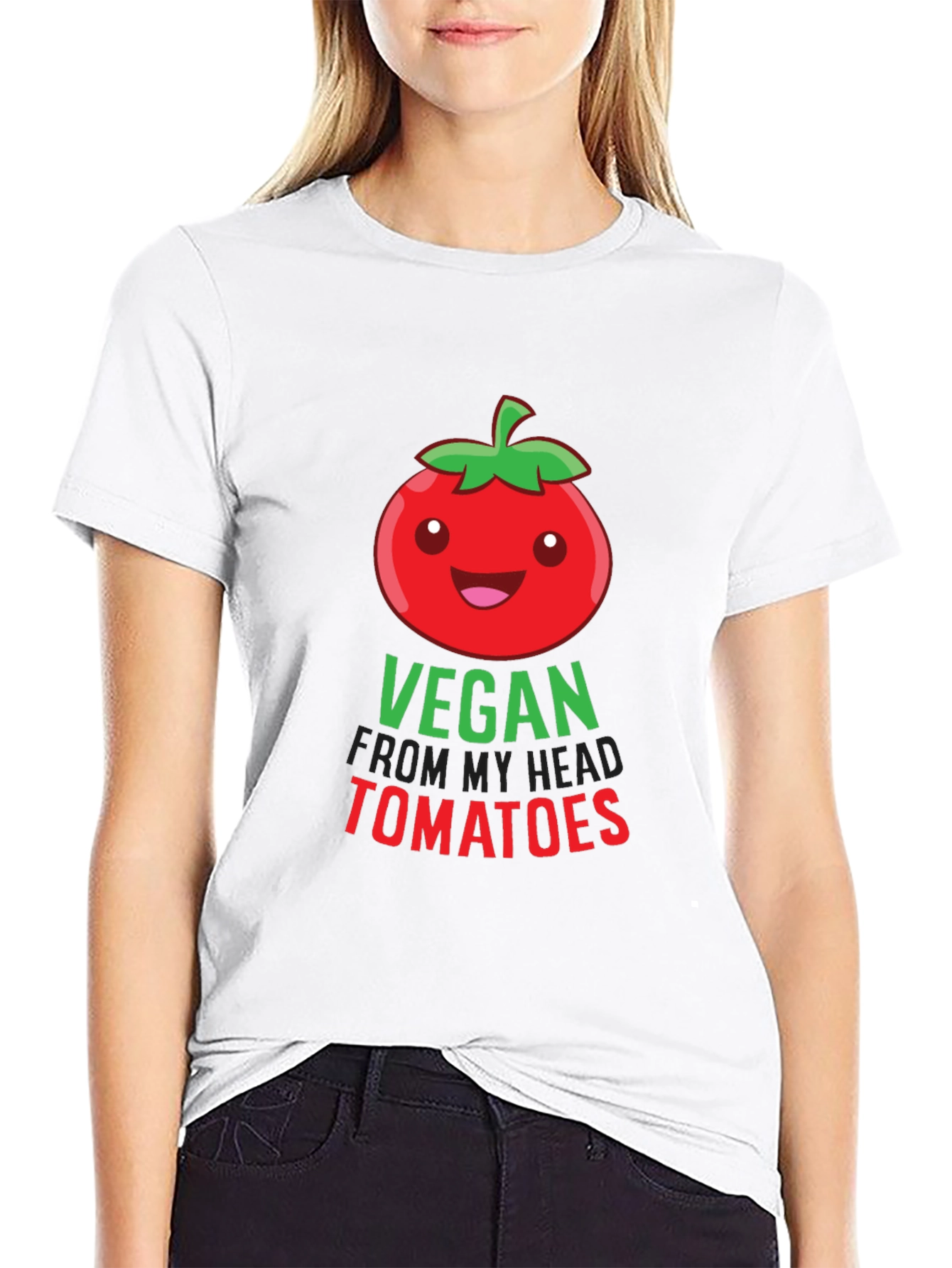 Vegan From My Head Tomatoes Black T-Shirt
