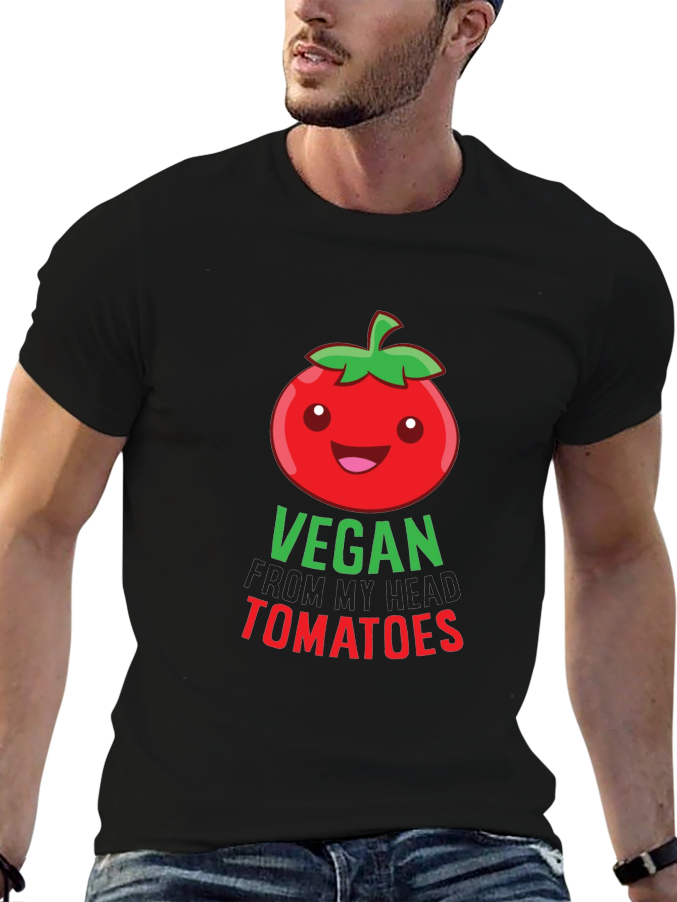 Vegan From My Head Tomatoes Black T-Shirt