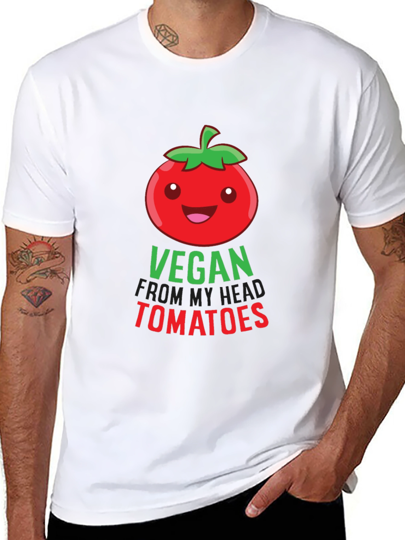 Vegan From My Head Tomatoes Black T-Shirt