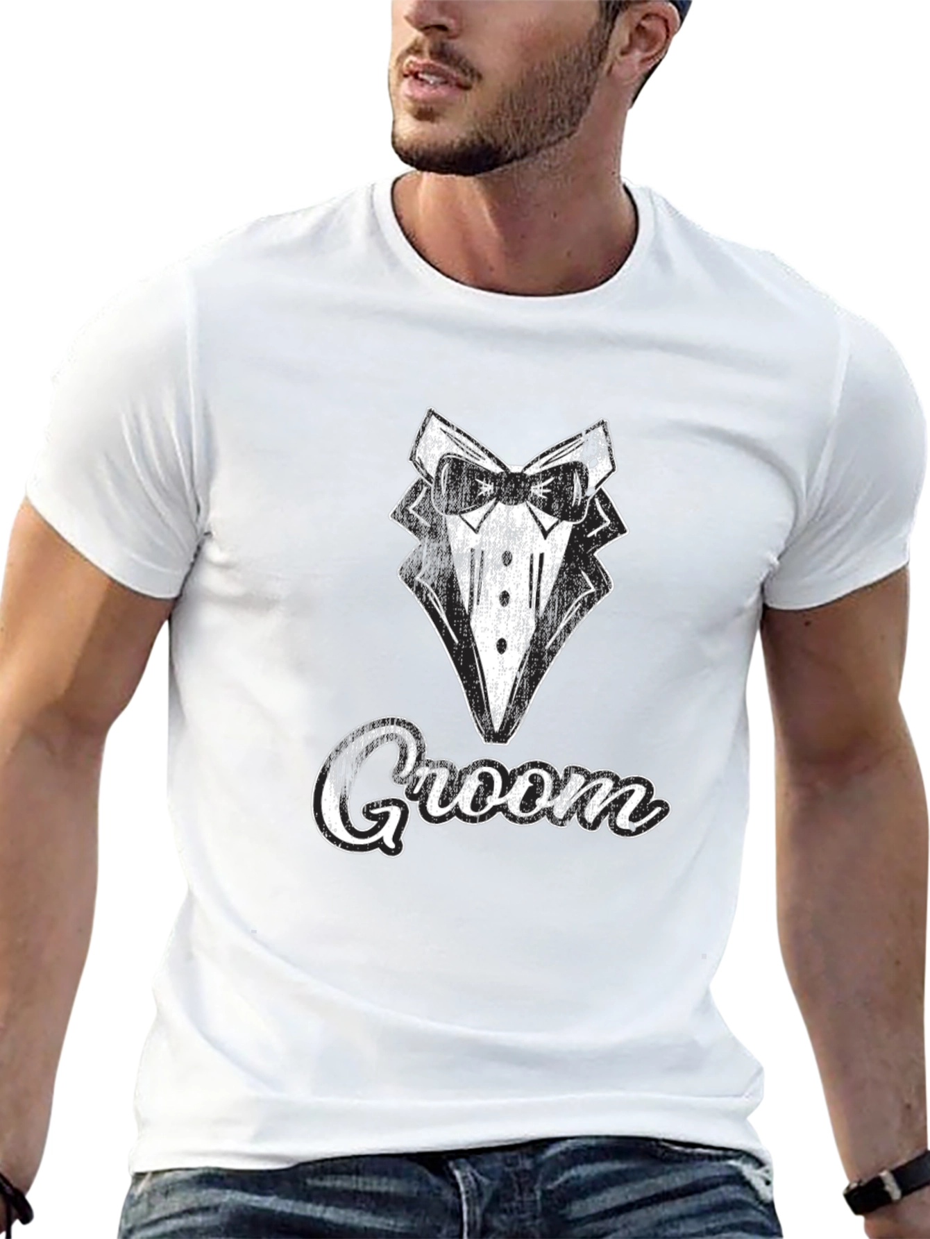 Groom Tuxedo Graphic Tee - Wedding Party T-Shirt