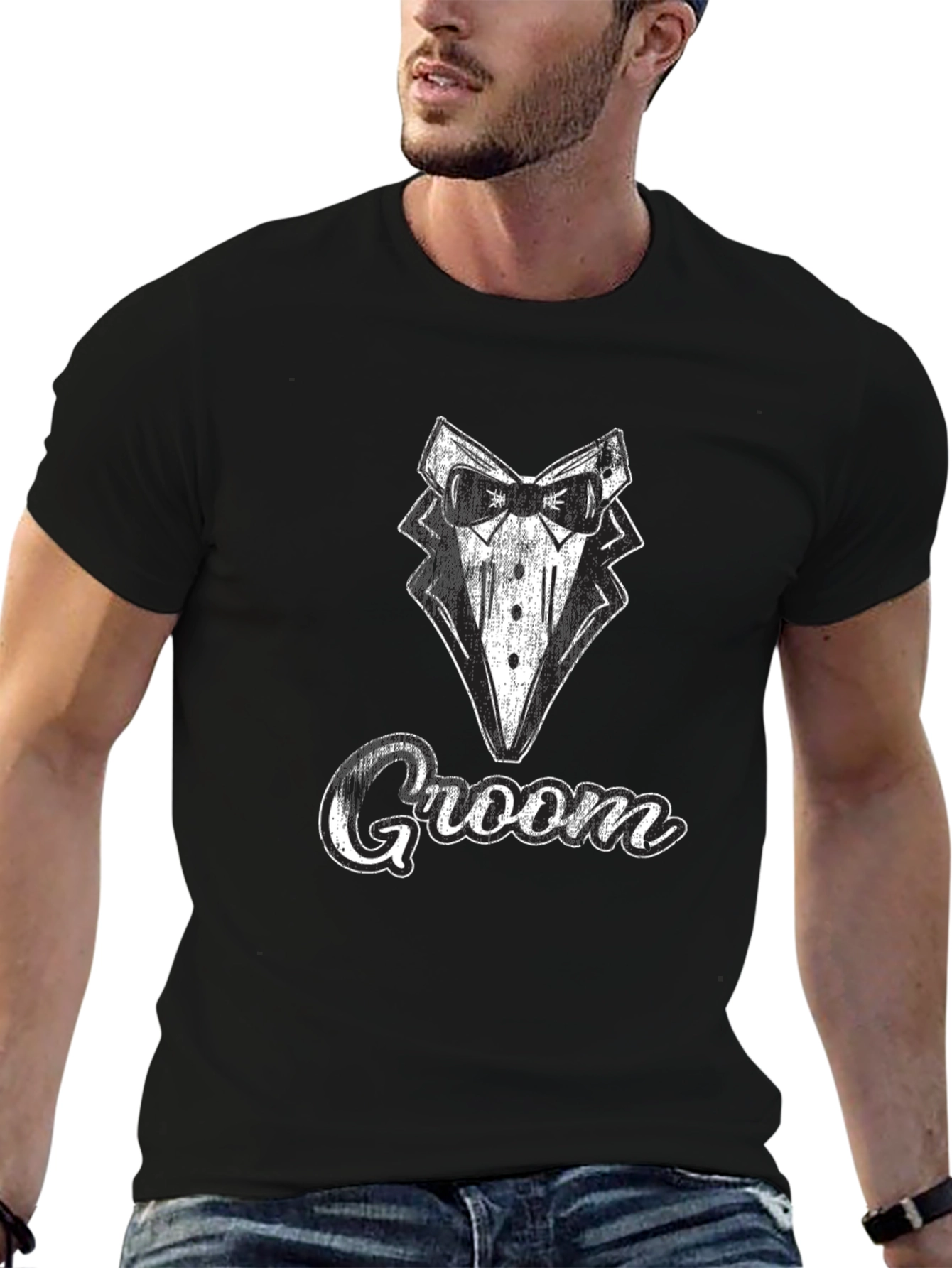 Groom Tuxedo Graphic Tee - Wedding Party T-Shirt