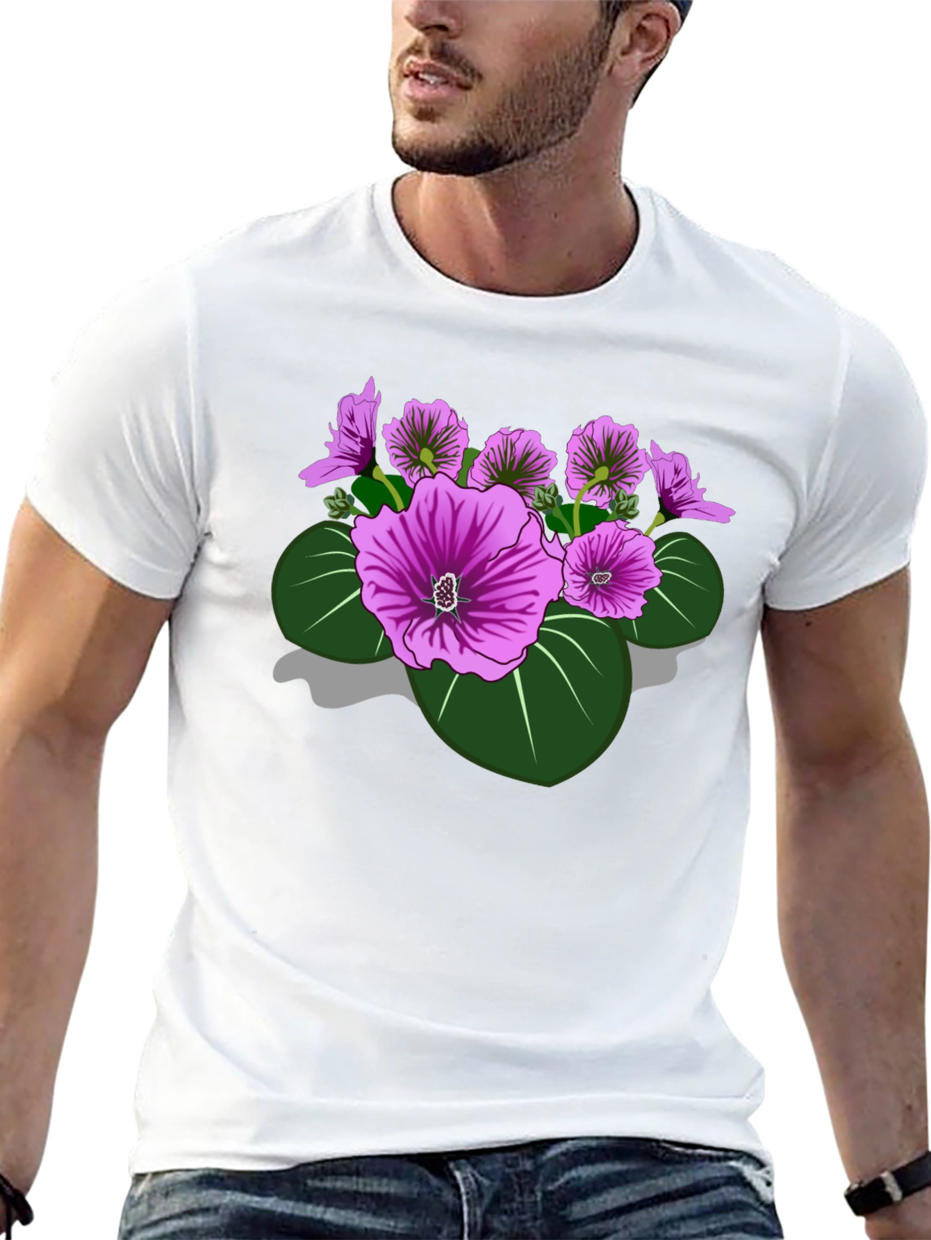 Floral Graphic Tee - Bold Purple Blooms
