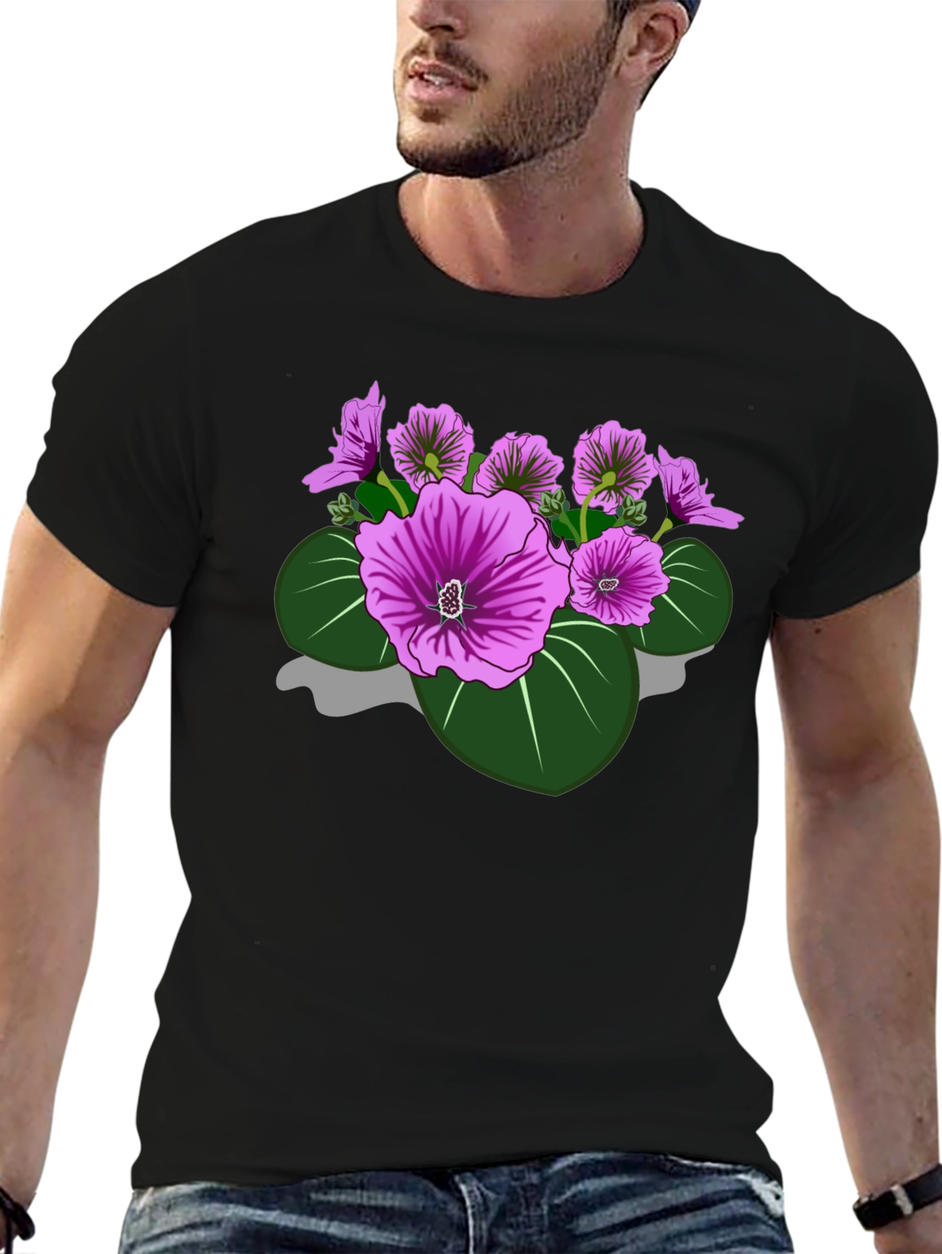 Floral Graphic Tee - Bold Purple Blooms