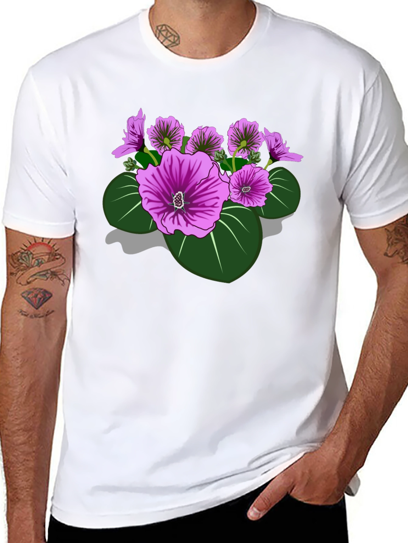 Floral Graphic Tee - Bold Purple Blooms