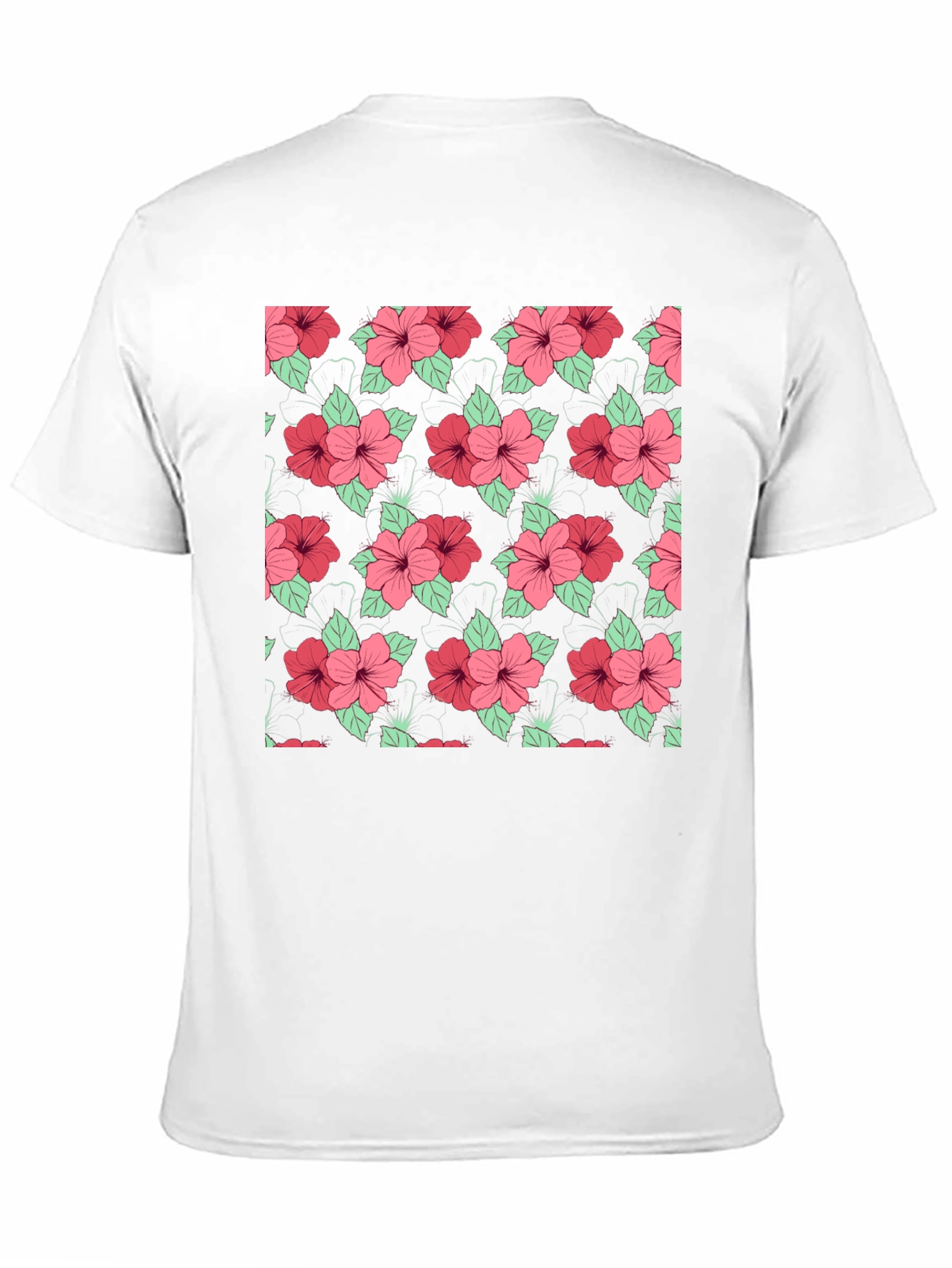 Floral Hibiscus Pattern Black T-Shirt