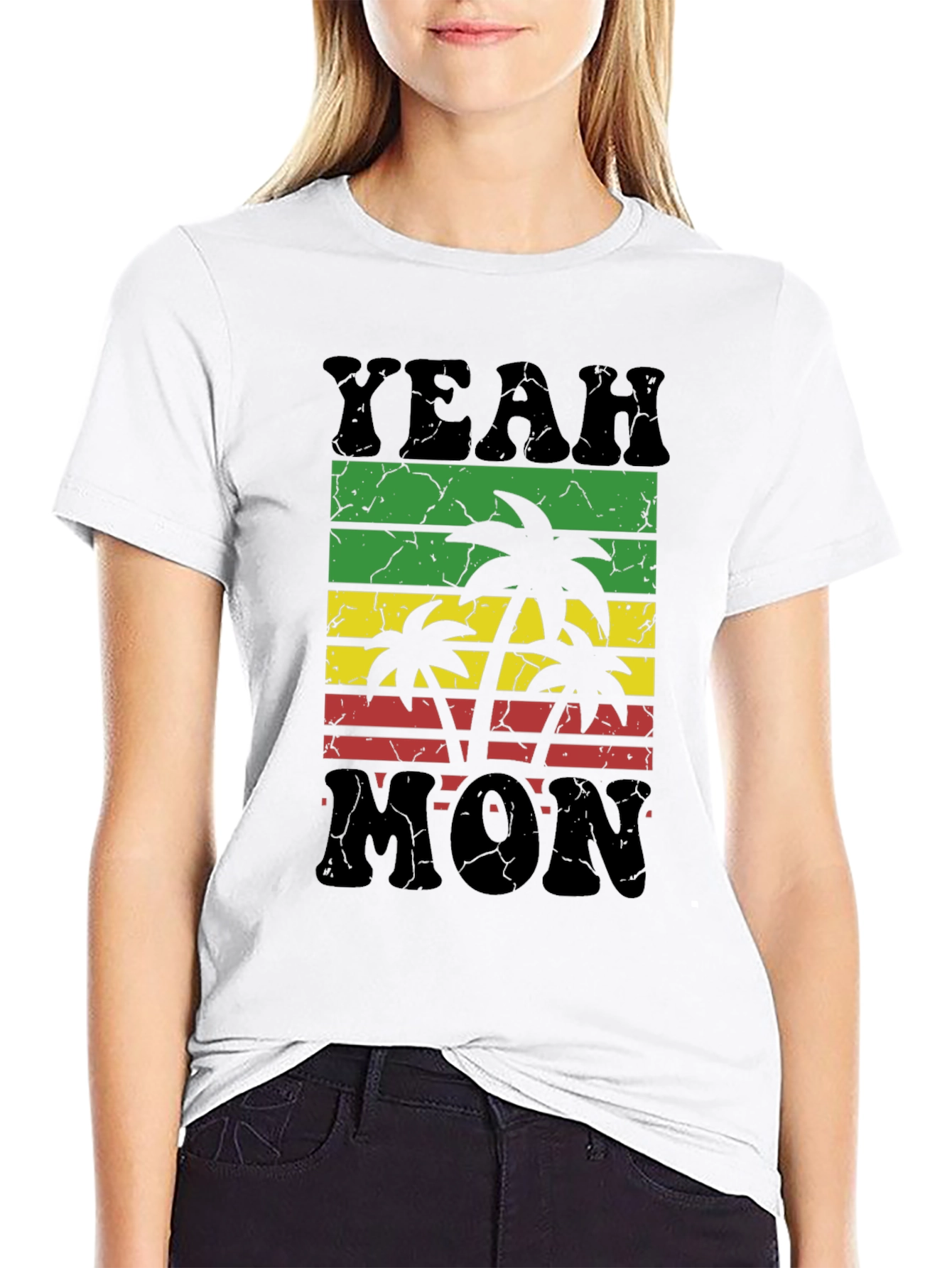 Yeah Mon Rasta T-Shirt - Reggae Palm Tree Design