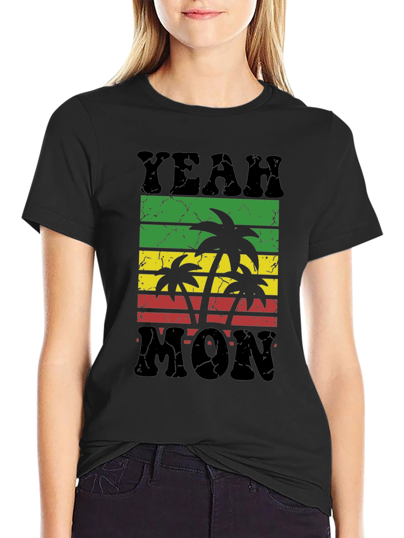 Yeah Mon Rasta T-Shirt - Reggae Palm Tree Design