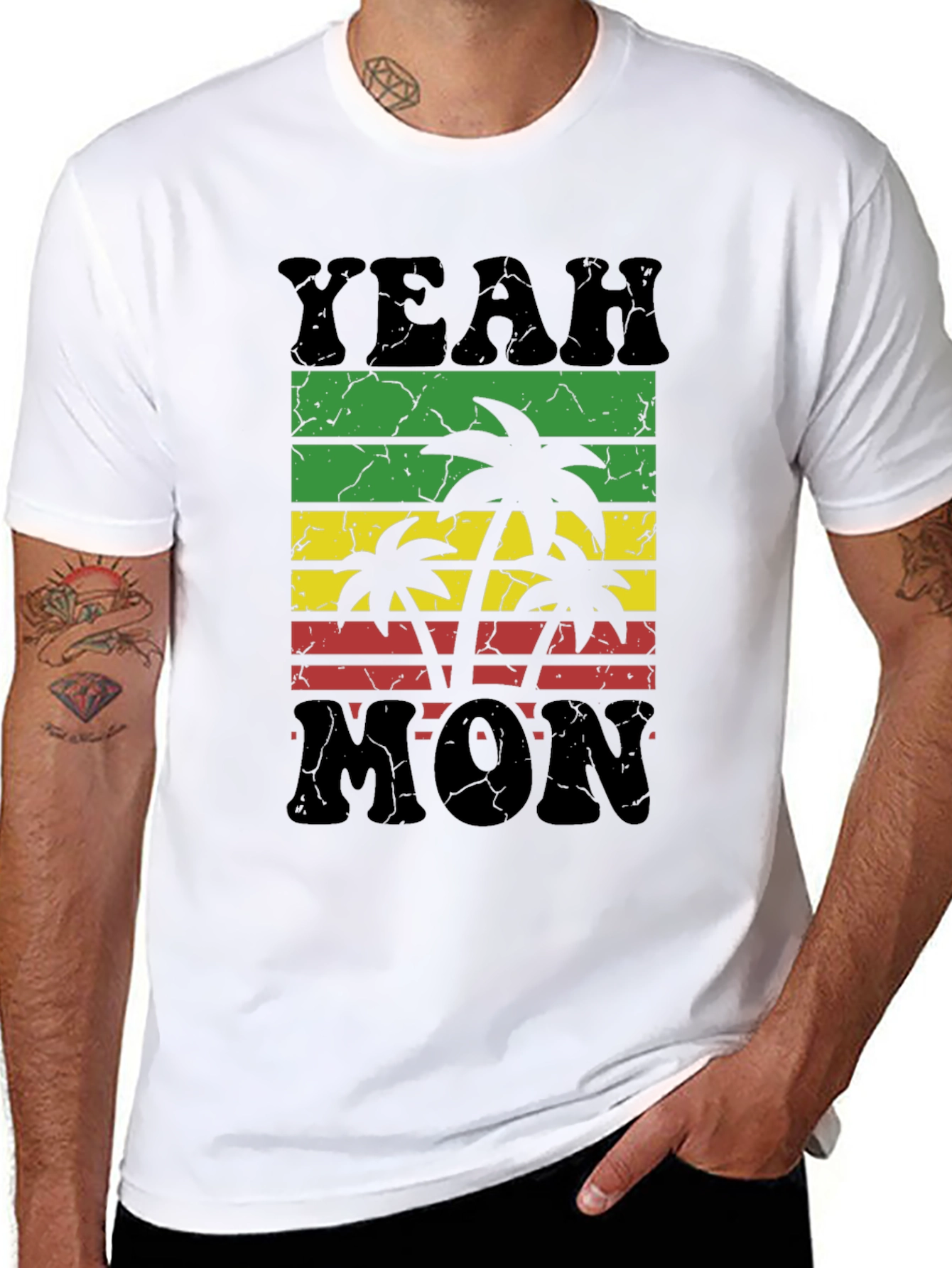 Yeah Mon Rasta T-Shirt - Reggae Palm Tree Design