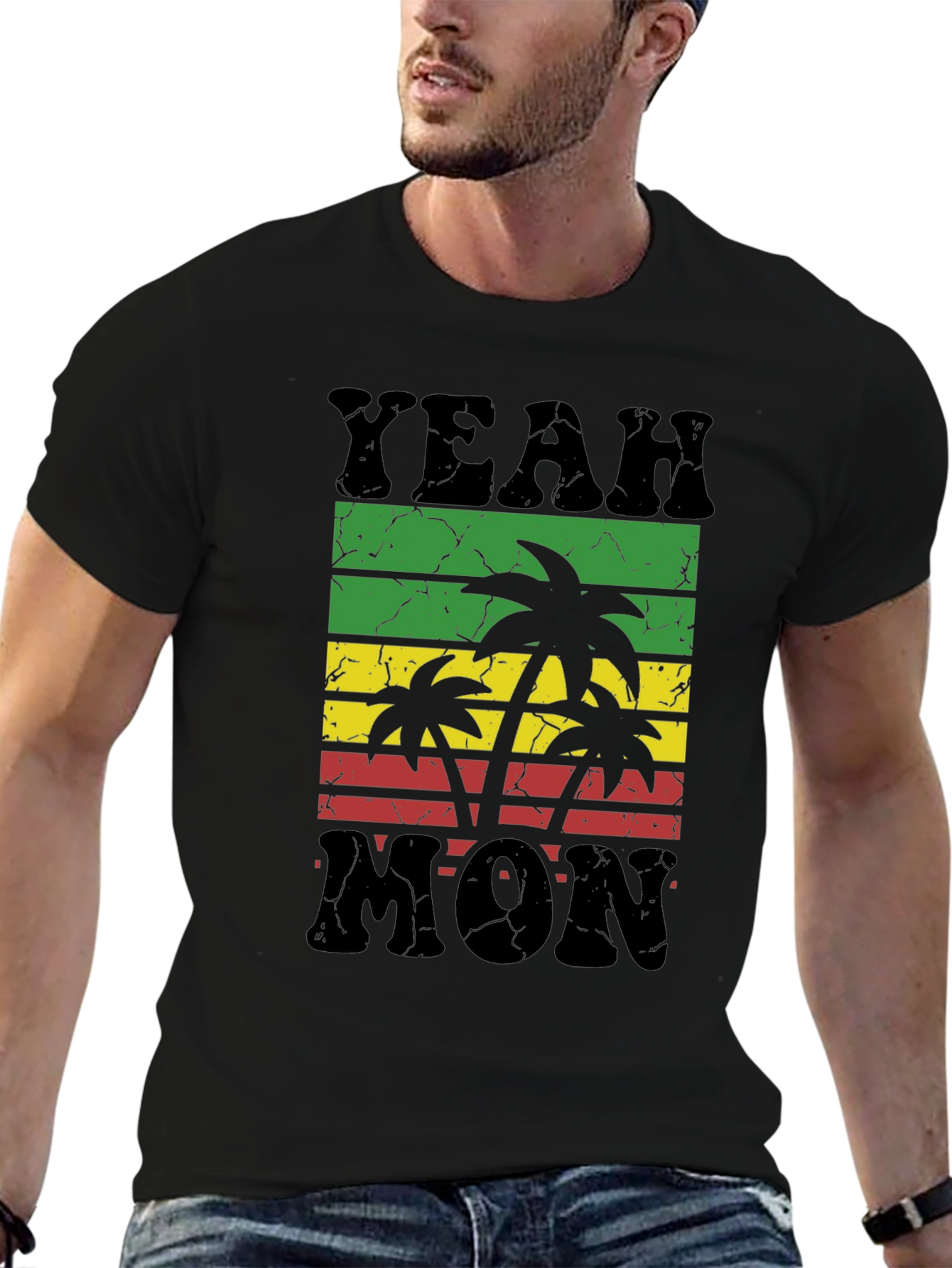 Yeah Mon Rasta T-Shirt - Reggae Palm Tree Design