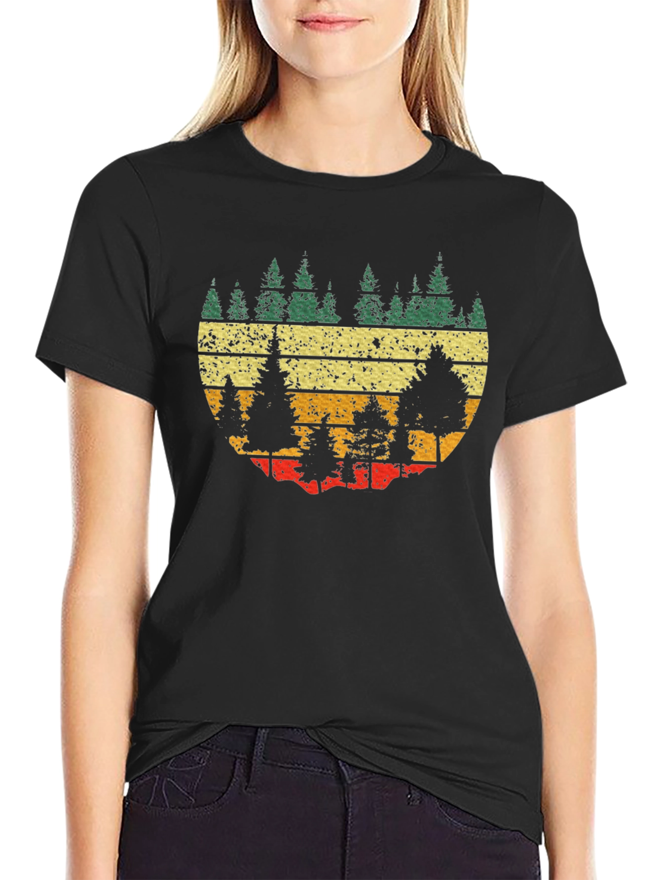 Retro Forest Graphic Tee - Black