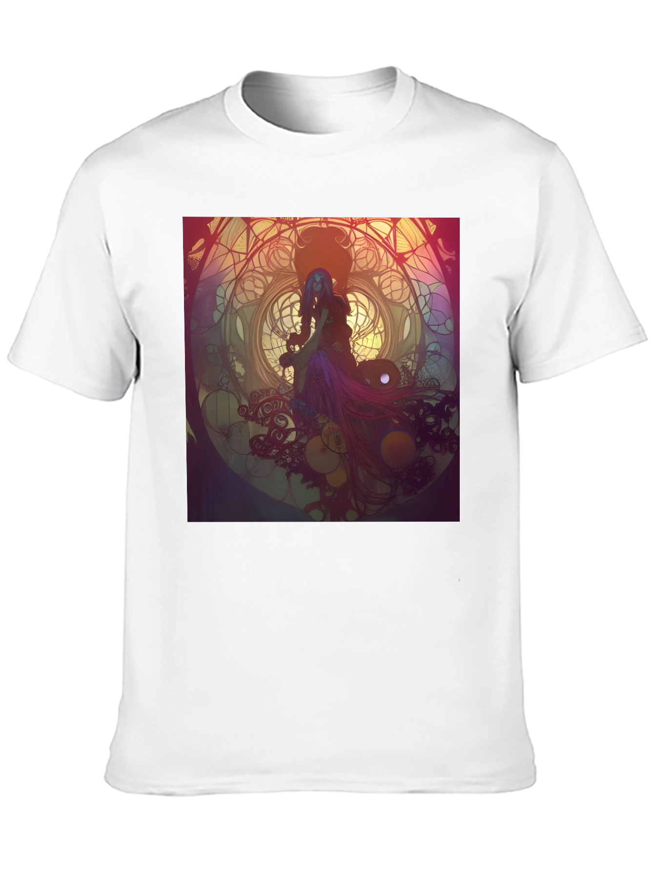 Black T-Shirt with Artistic Woman Design